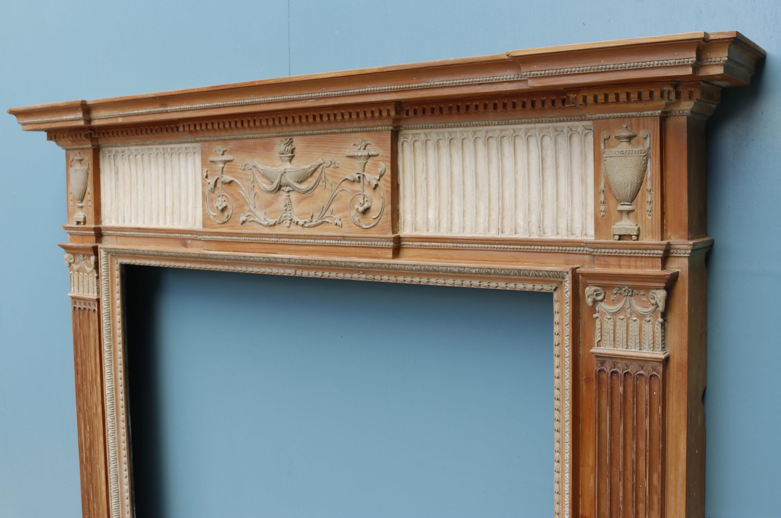 English An Antique Georgian Neoclassical Style Fire Mantel For Sale