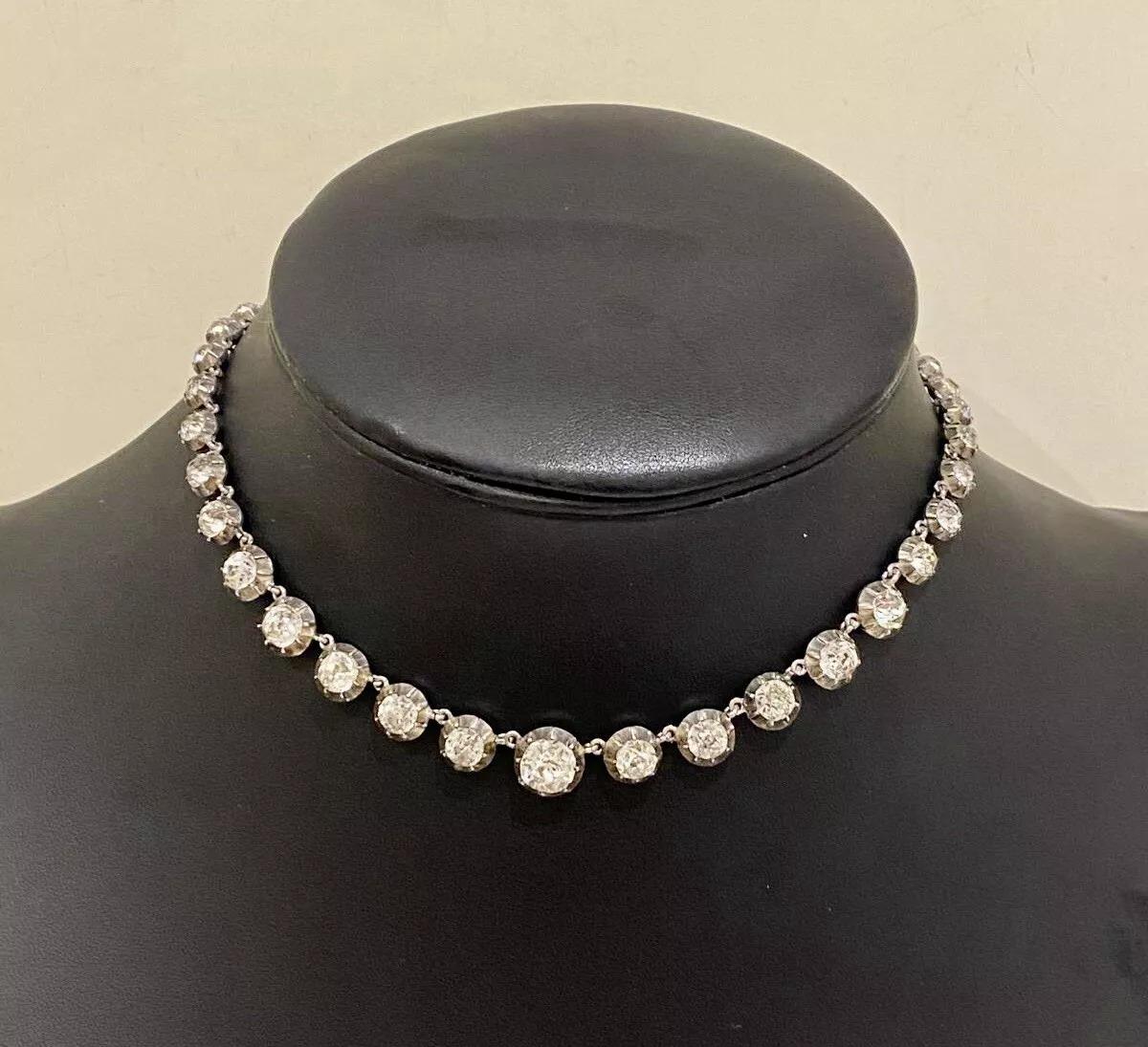 An Antique Georgian Silver & Paste Rivière Necklace 15