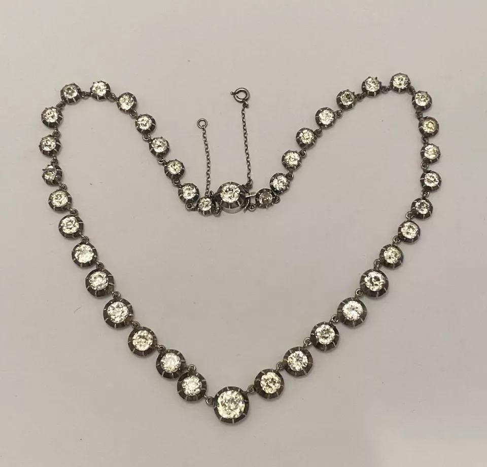 An Antique Georgian Silver & Paste Rivière Necklace 15