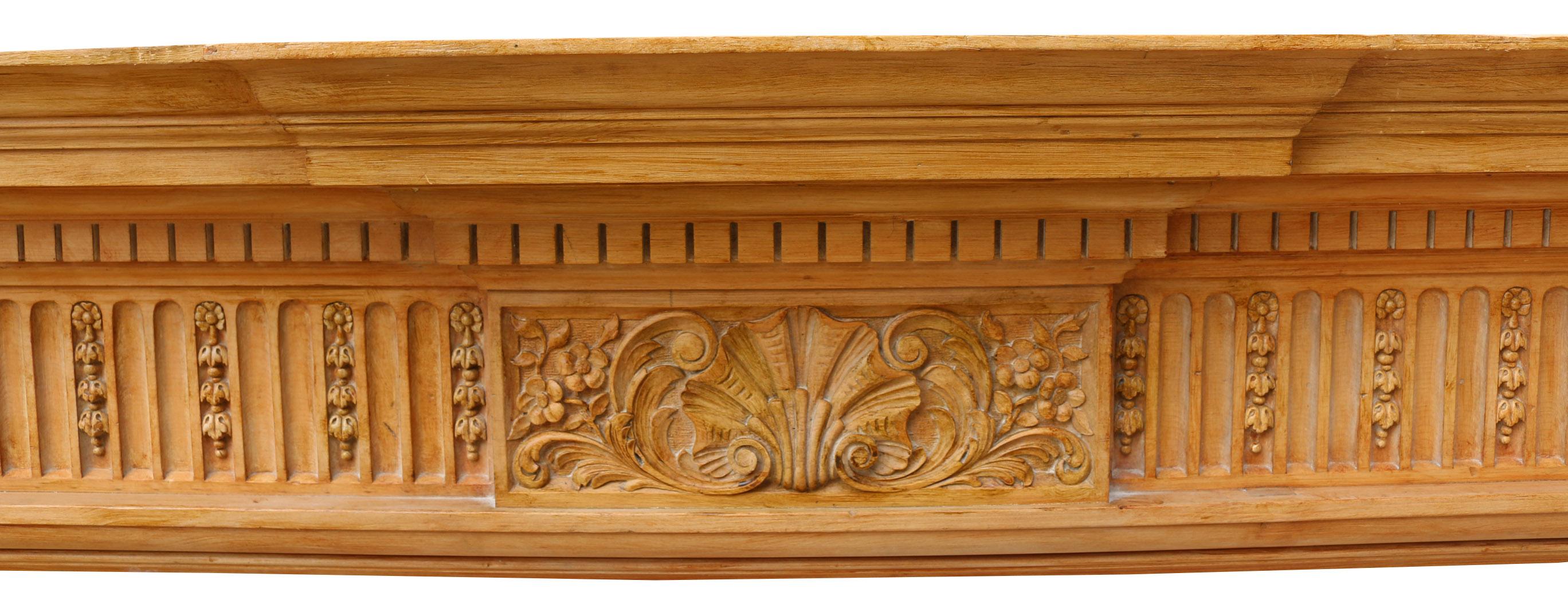Antique Georgian Style Carved Pine Fire Surround In Good Condition For Sale In Wormelow, Herefordshire