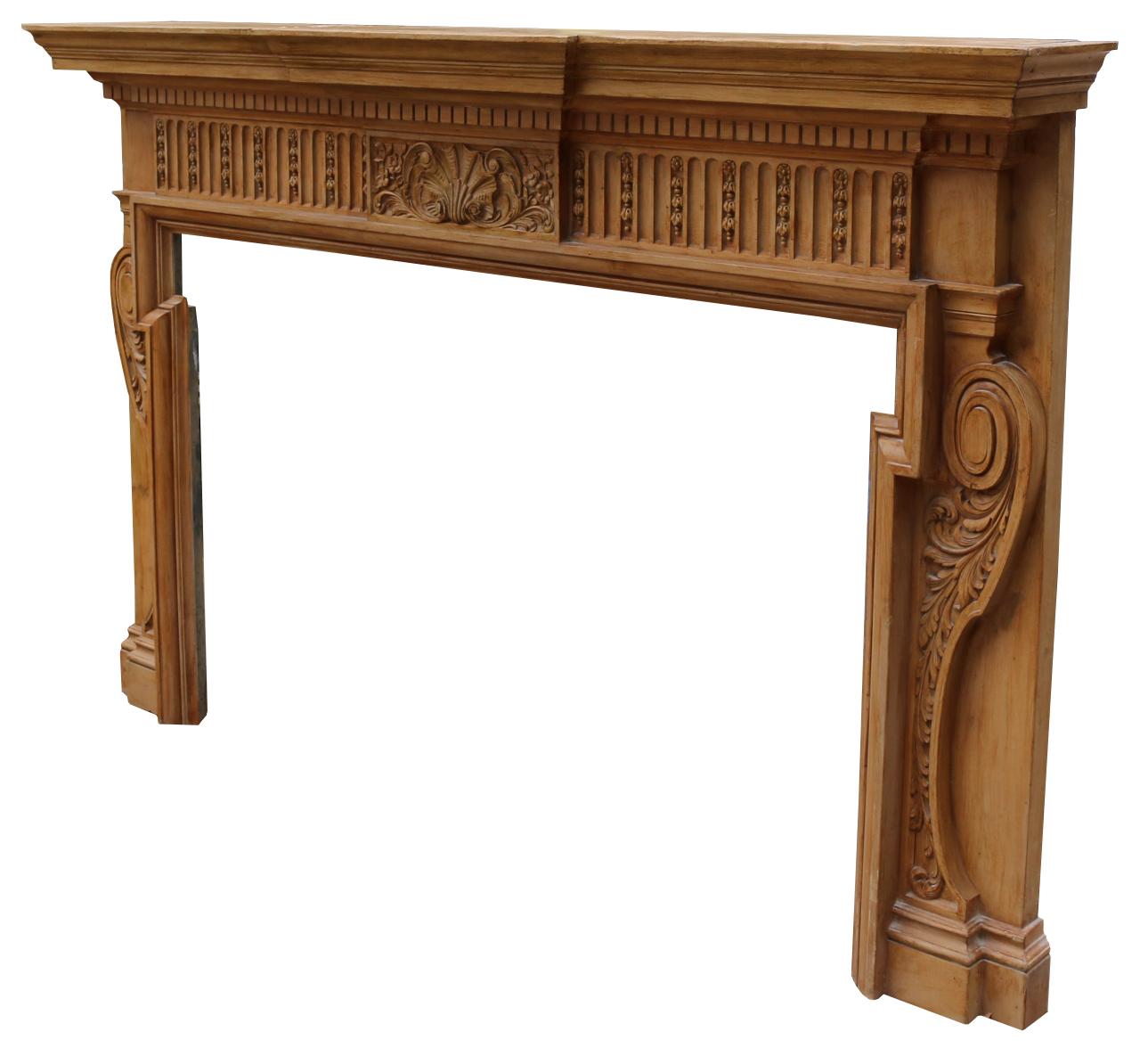 19th Century Antique Georgian Style Carved Pine Fire Surround For Sale