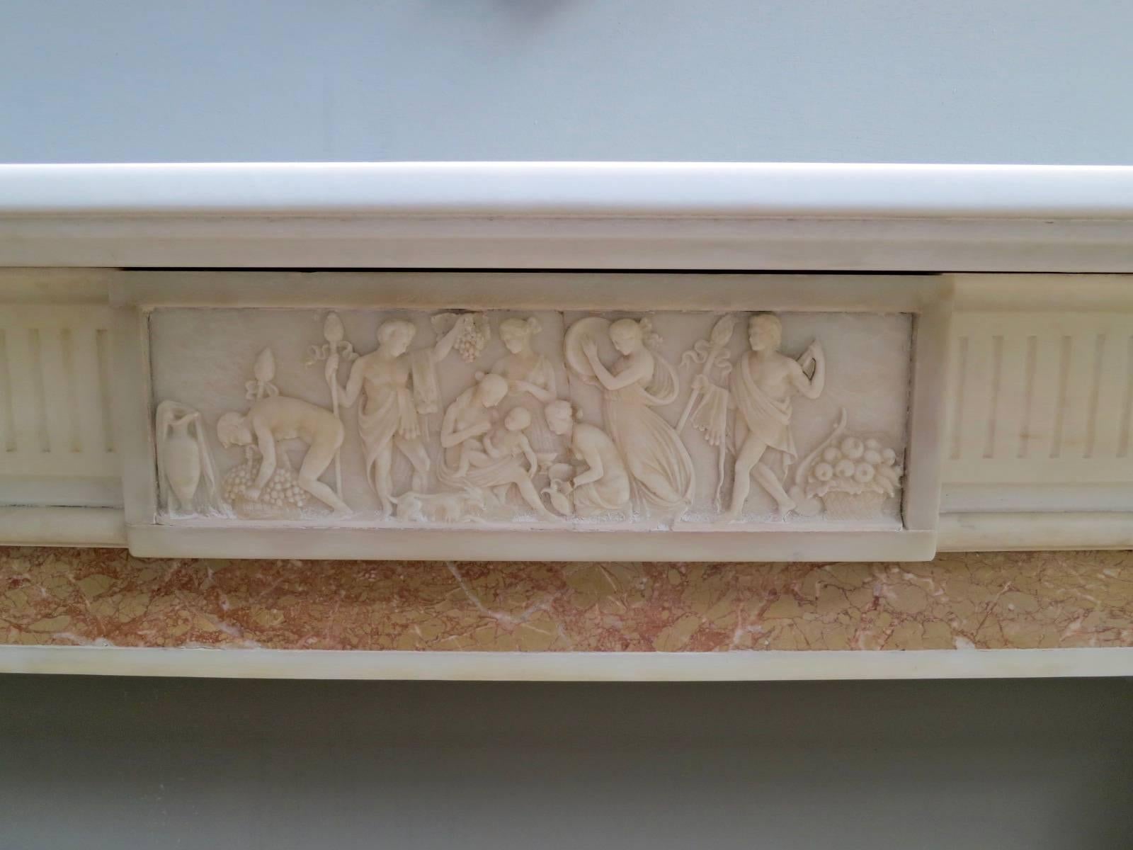 English Antique Georgian Style Marble Fireplace Mantel