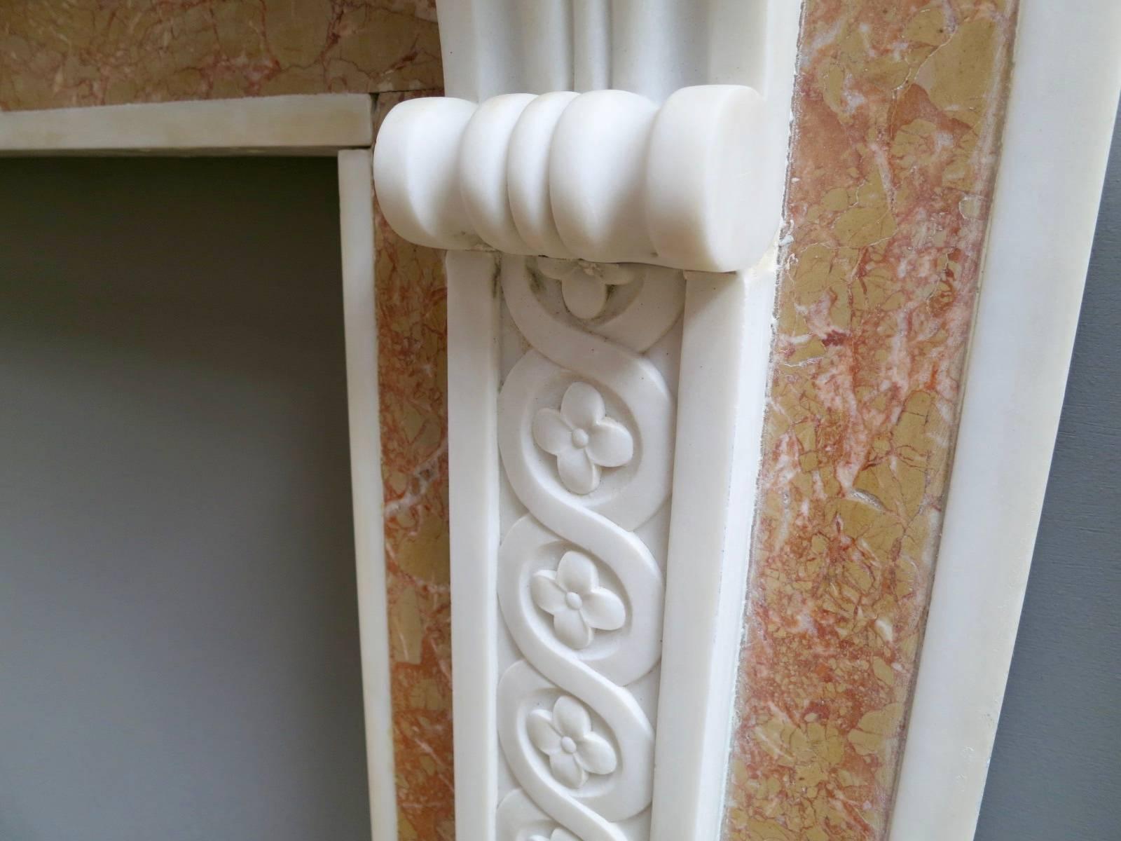 Carved Antique Georgian Style Marble Fireplace Mantel