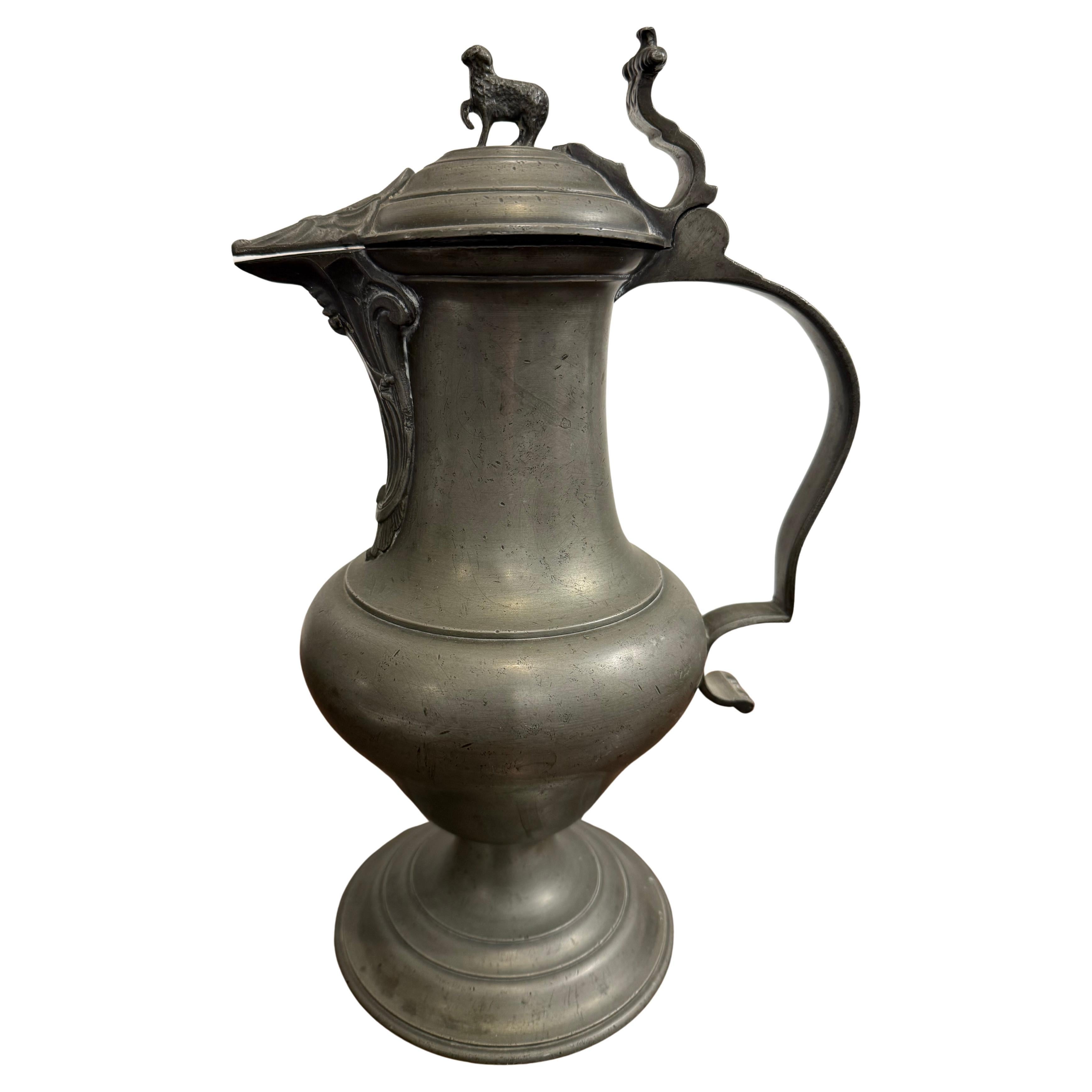 Antico vaso tedesco in peltro inciso, XVIII secolo in vendita