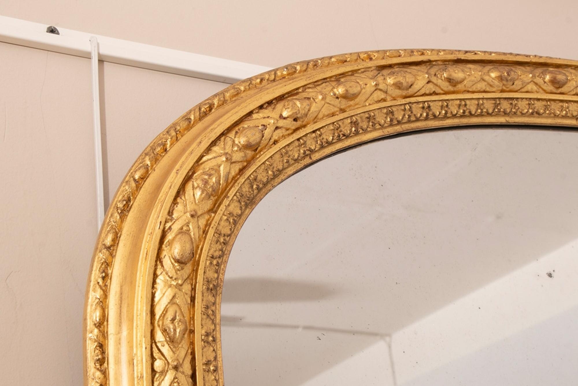 Mid-19th Century Antique Gilded 19th Century Overmantle wall Mirror