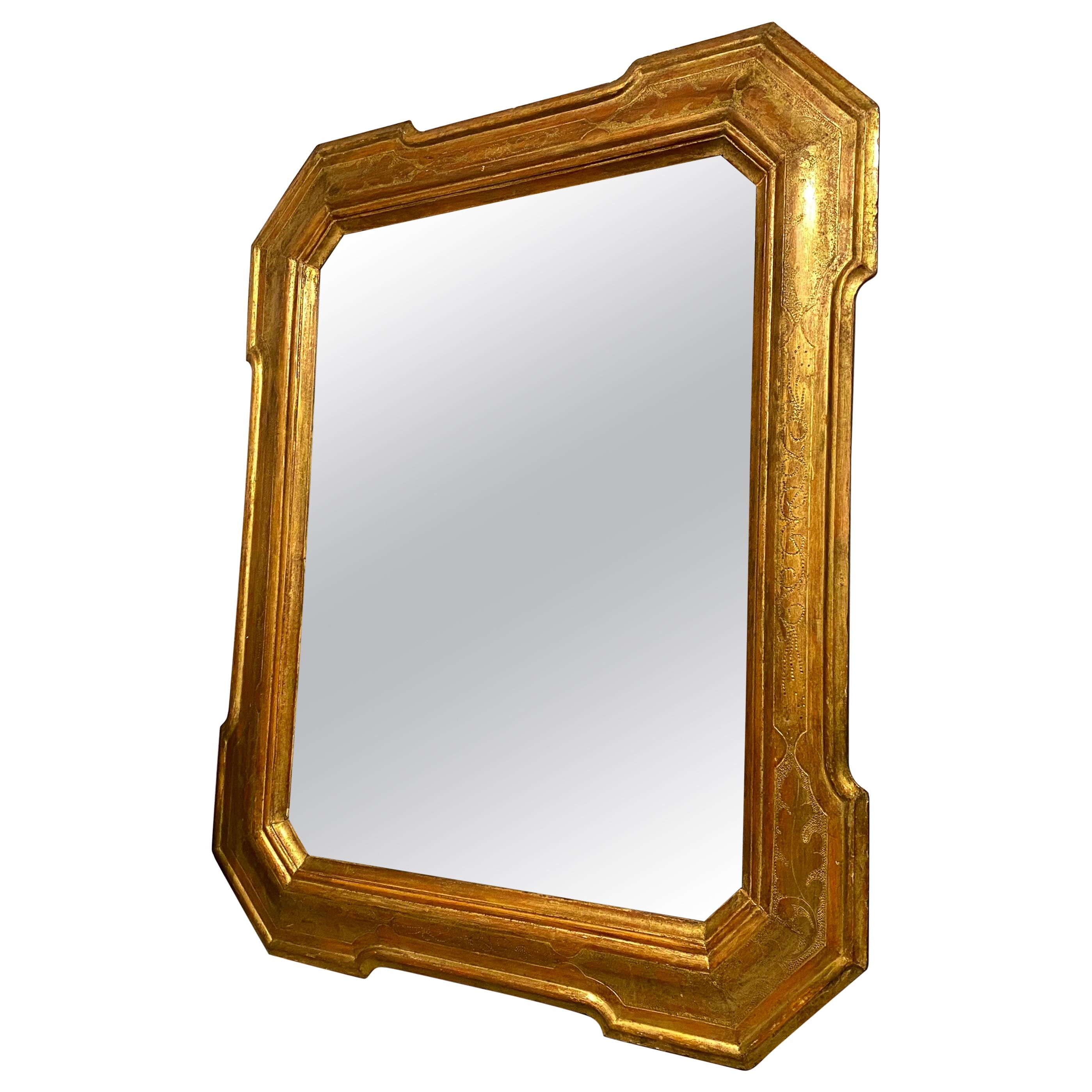 Antique Large French Gold Gilded Wood Mirror at 1stDibs