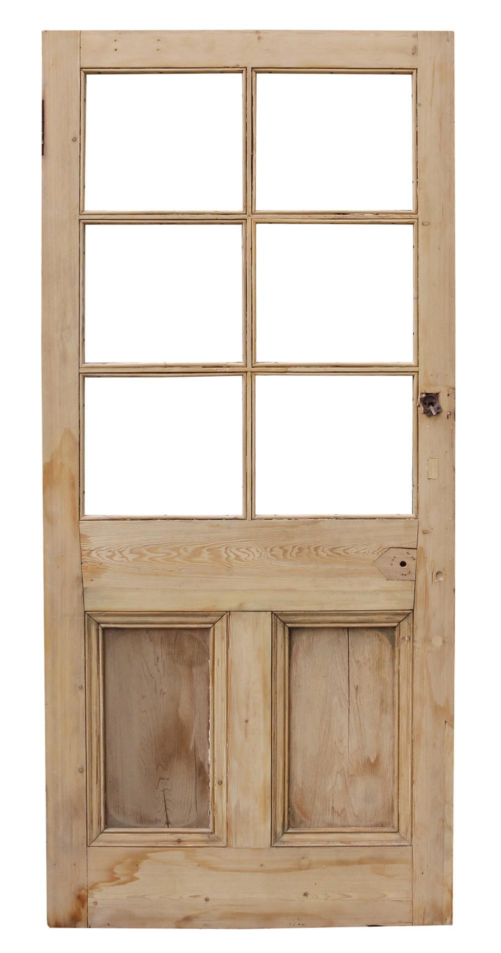 19th Century Antique Glazed Pine Door For Sale
