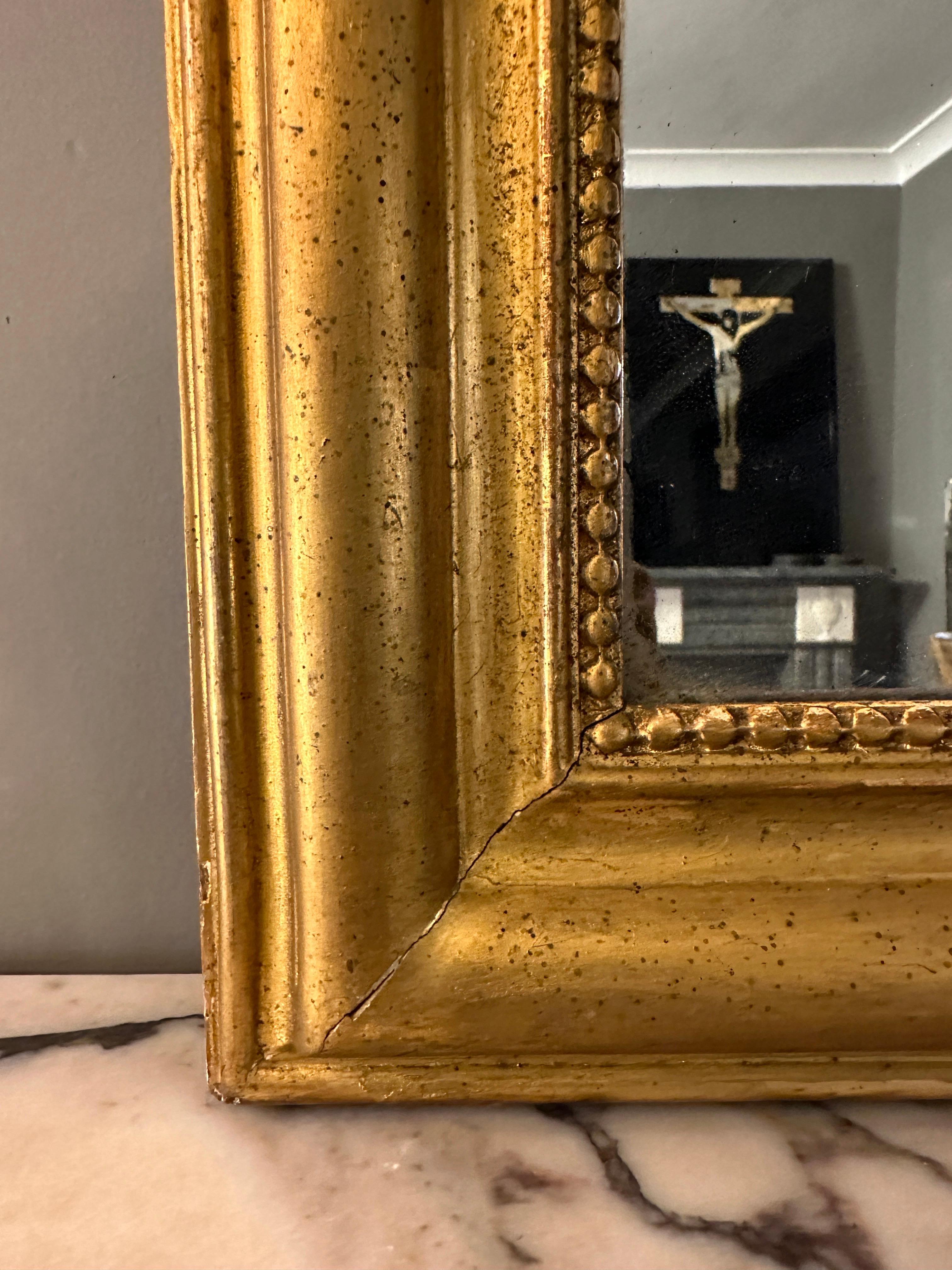 An Antique Gold Gilt Domed Top French Mirror  2