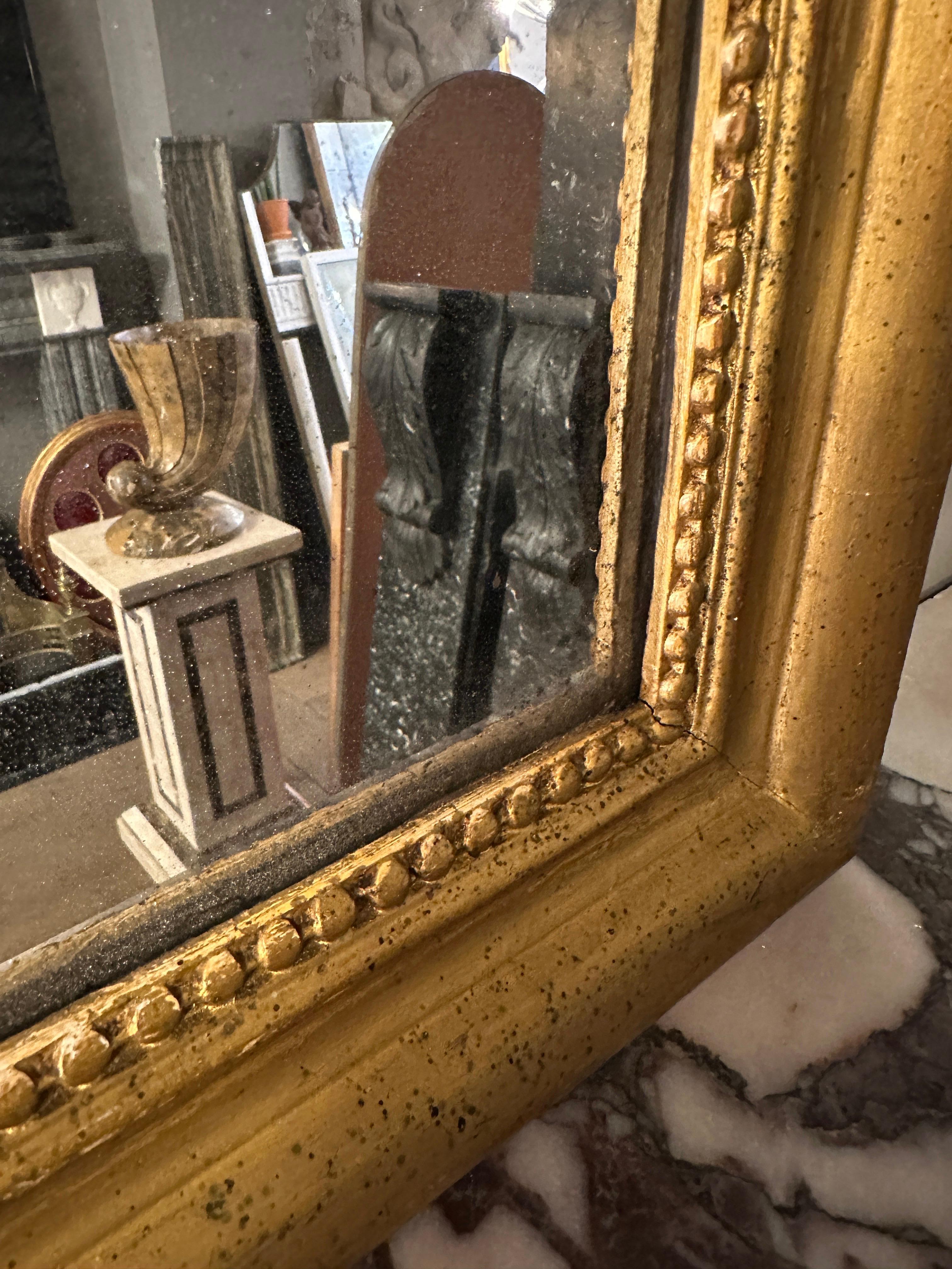 An Antique Gold Gilt Domed Top French Mirror 3