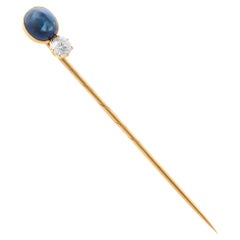 Antique Gold, Sapphire & Diamond Stick Pin