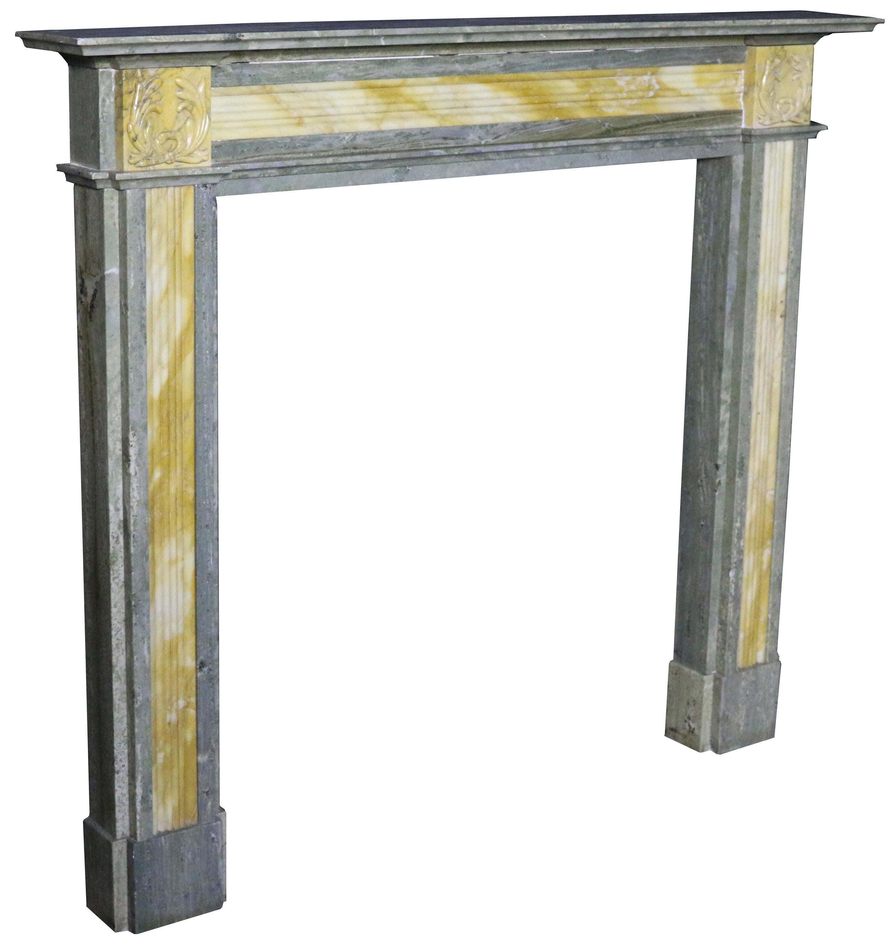 Empire Antique Green & Sienna Marble Fireplace Mantel For Sale