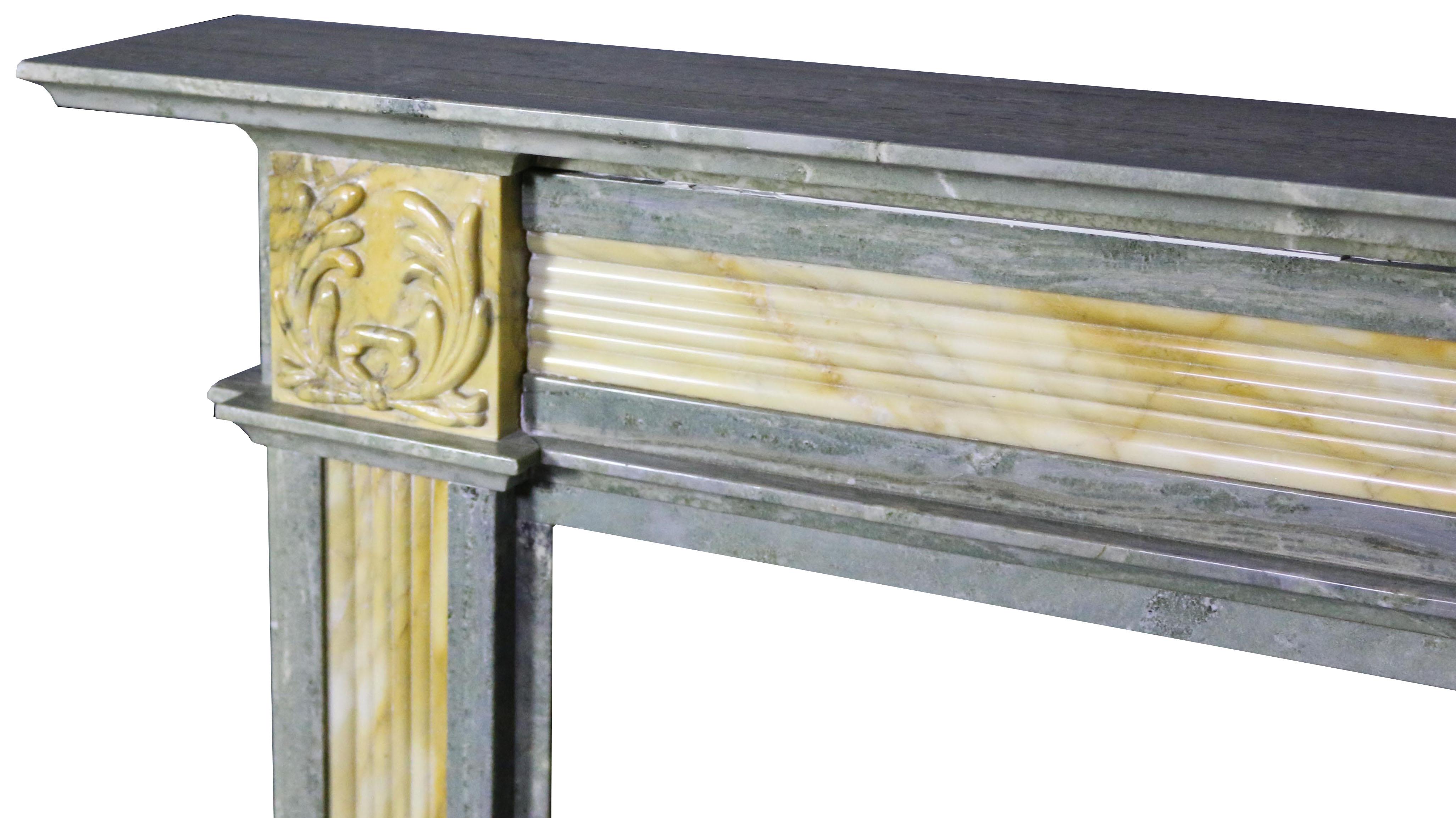 English Antique Green & Sienna Marble Fireplace Mantel For Sale