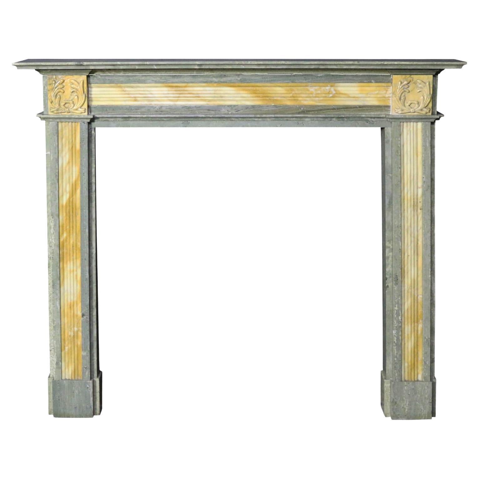 Antique Green & Sienna Marble Fireplace Mantel For Sale