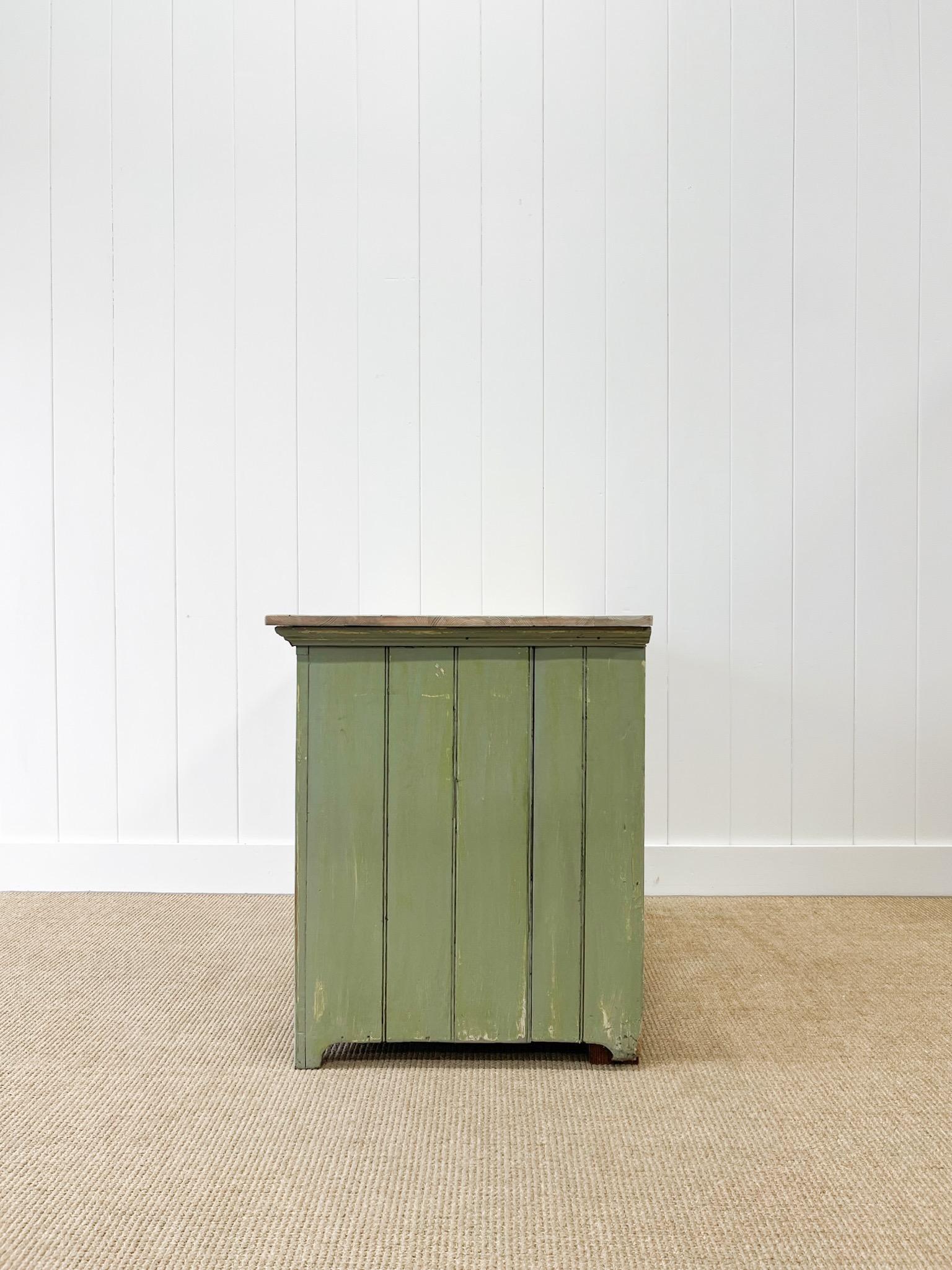 An Antique Green Painted Pine Cupboard c1900 For Sale 8