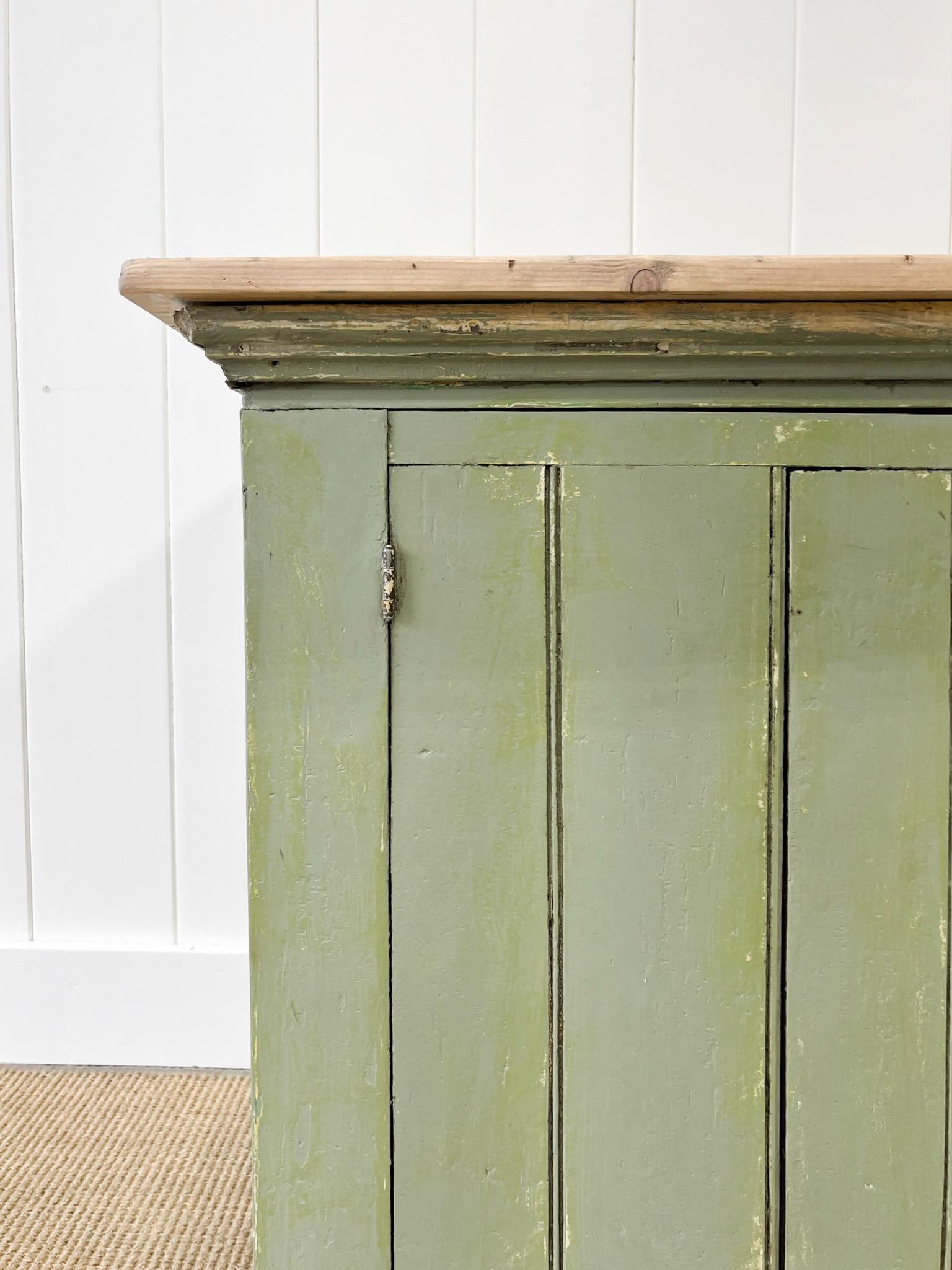 An Antique Green Painted Pine Cupboard c1900 For Sale 1
