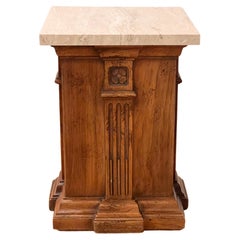 An antique hand-carved Arts & Crafts side table / pedestal, early 20th century