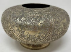 An antique Hand-Chiseled Indo-Persian Brass Bowl