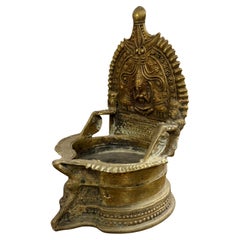 An Antique Indian Hindu Bronze Oil Lamp, 19th Century