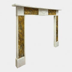An Antique Irish George III Statuary White and Siena Marble Fireplace Mantel