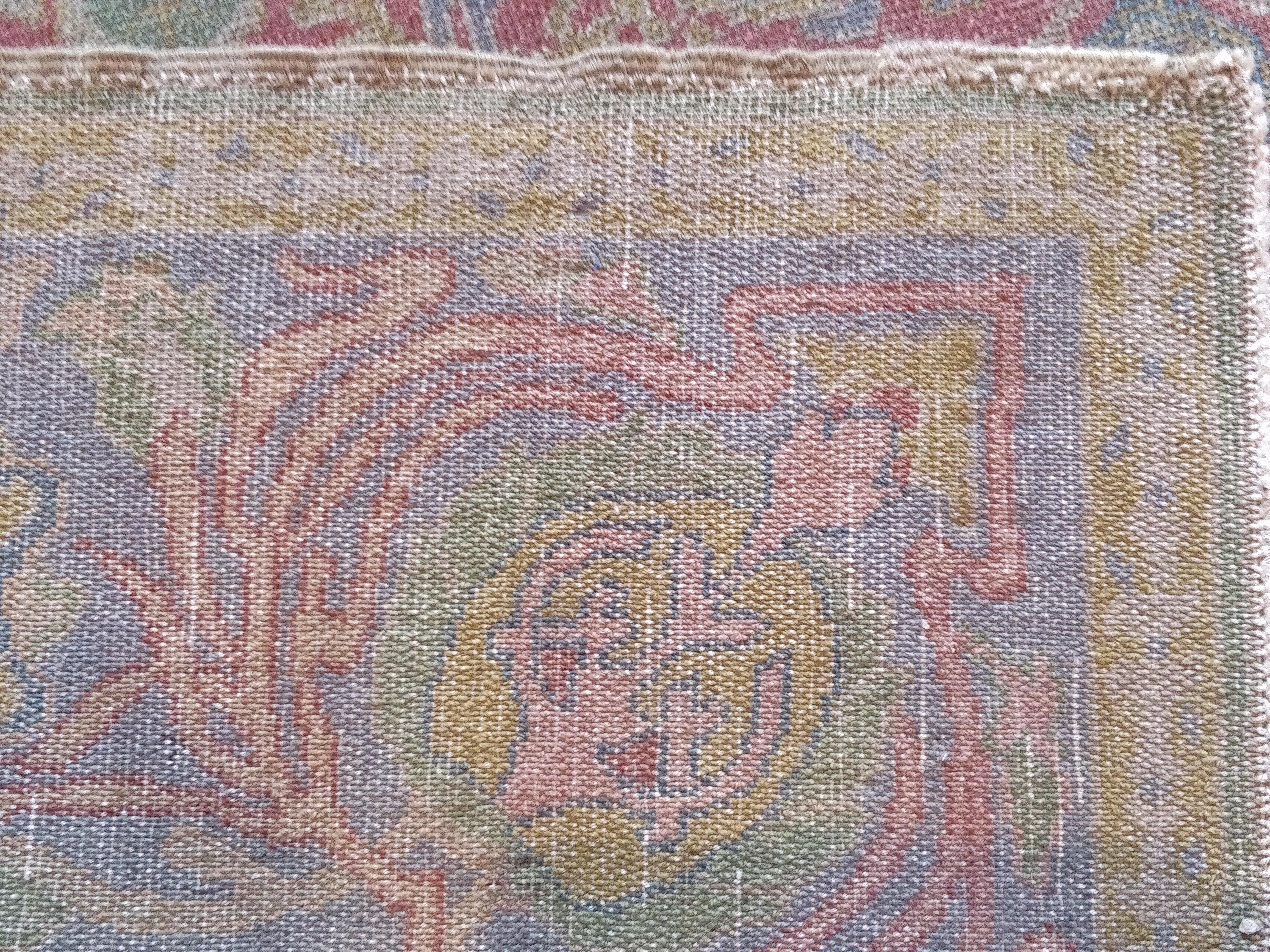 Wool Antique Israel Bezalel Carpet with Judaica Symbols For Sale