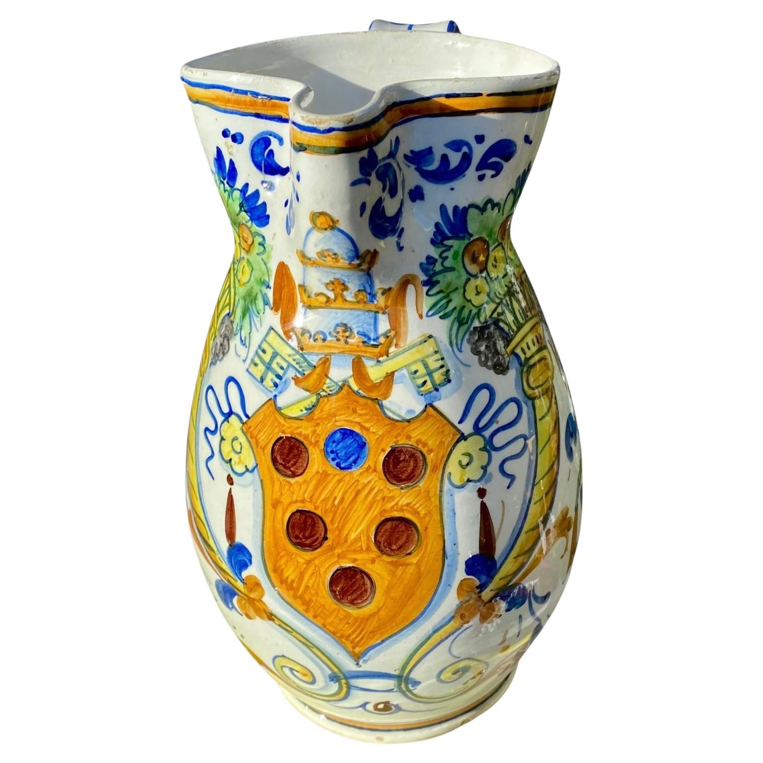 An Antique Italian Glazed Pottery Jug from the Montelupo Fiorentino factory