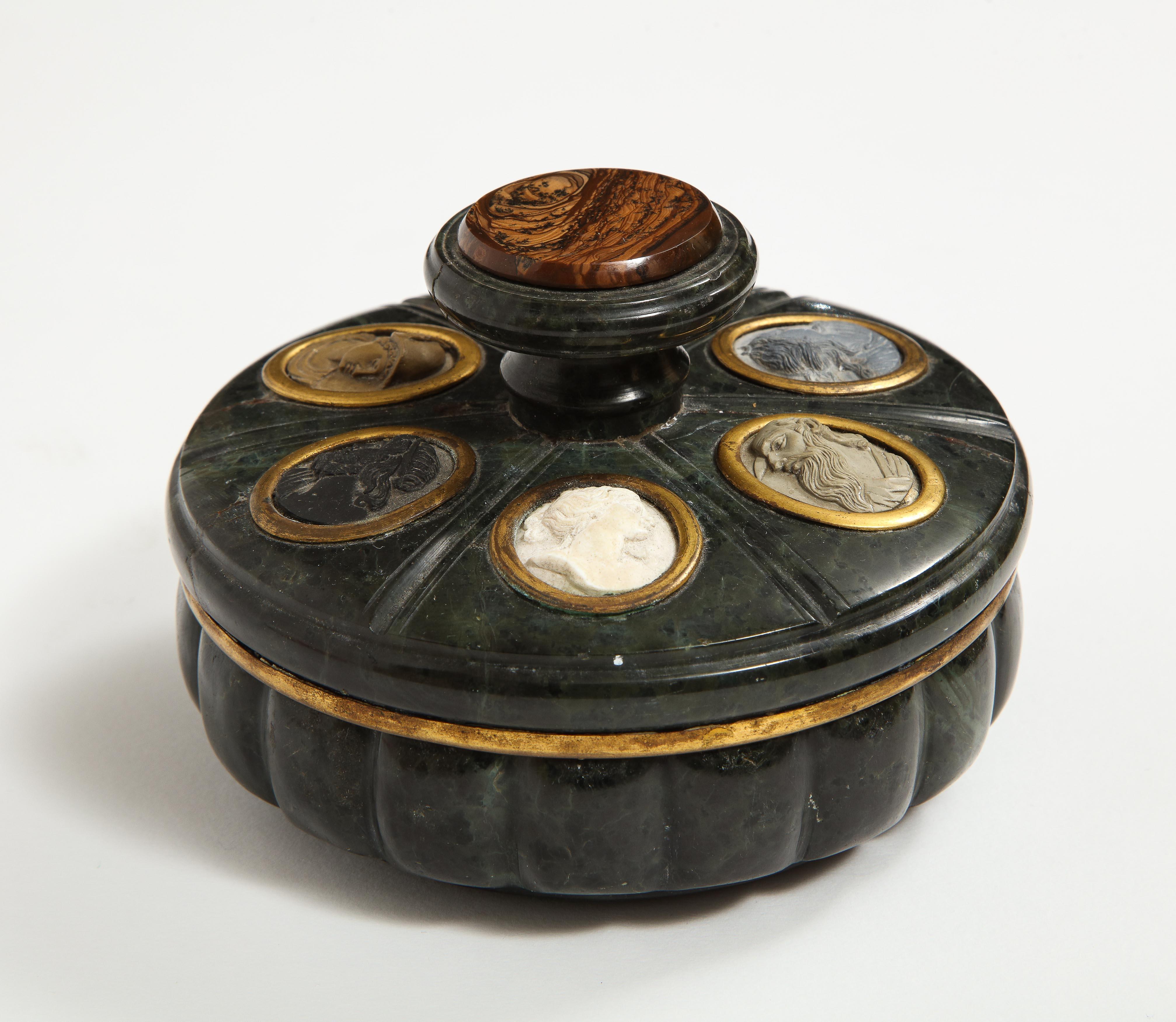 Antique Italian Grand Tour Green Marble Inkwell, Naples, 1860 6