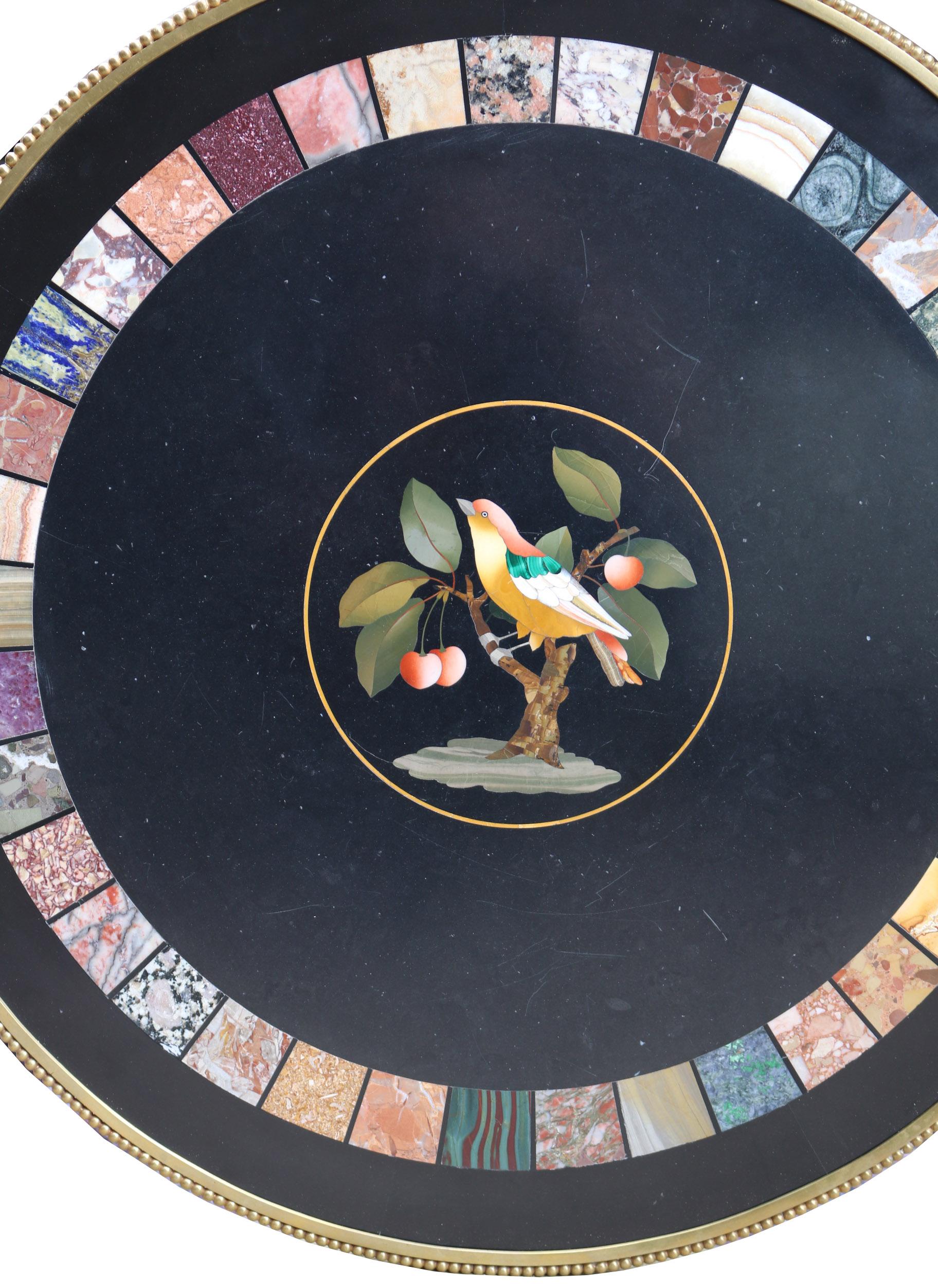 Antique Italian Pietra Dura Table with a Carved Marble Stand In Good Condition In Wormelow, Herefordshire