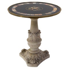 Antique Italian Pietra Dura Table with a Carved Marble Stand