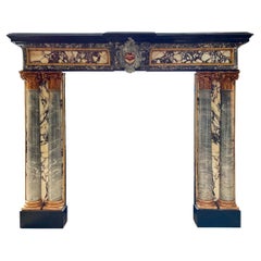 Antique Italian Renaissance Style Specimen Marble Fireplace Mantel