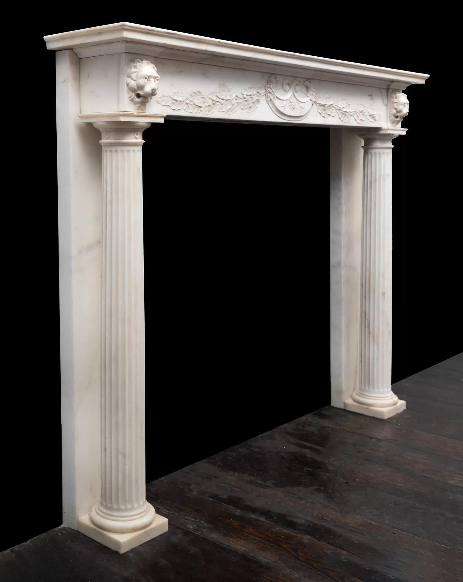 Neoclassical An antique Italian Statuary marble mantlepiece (over 200 years old) For Sale