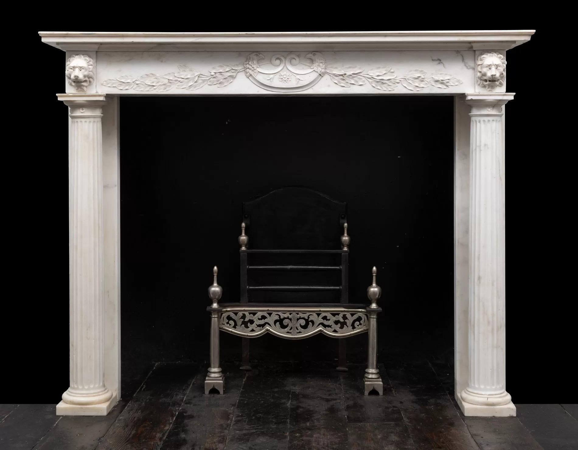 Carved An antique Italian Statuary marble mantlepiece (over 200 years old) For Sale