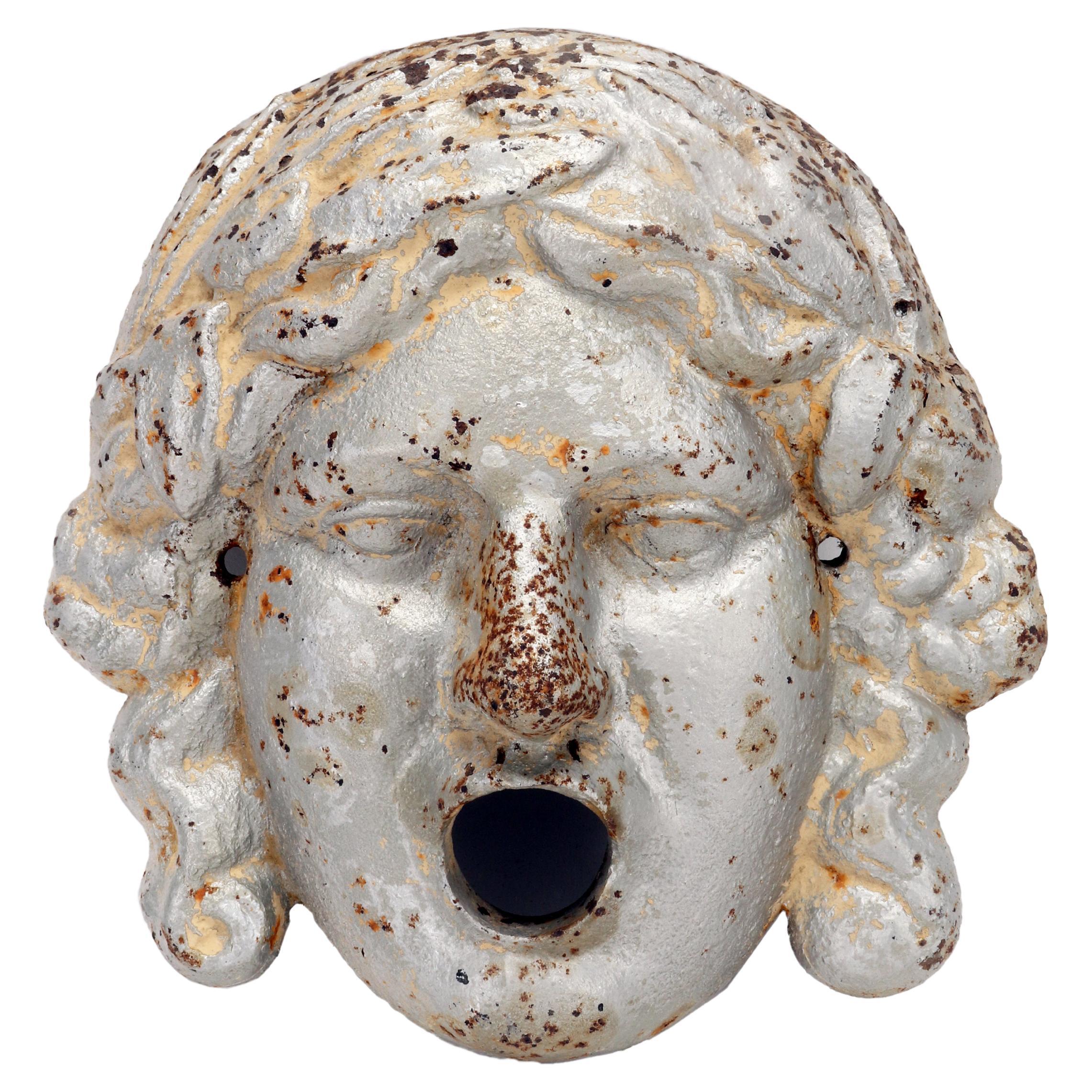 An antique Italian woman face from a garden fountain, Italy end of 19th century. For Sale