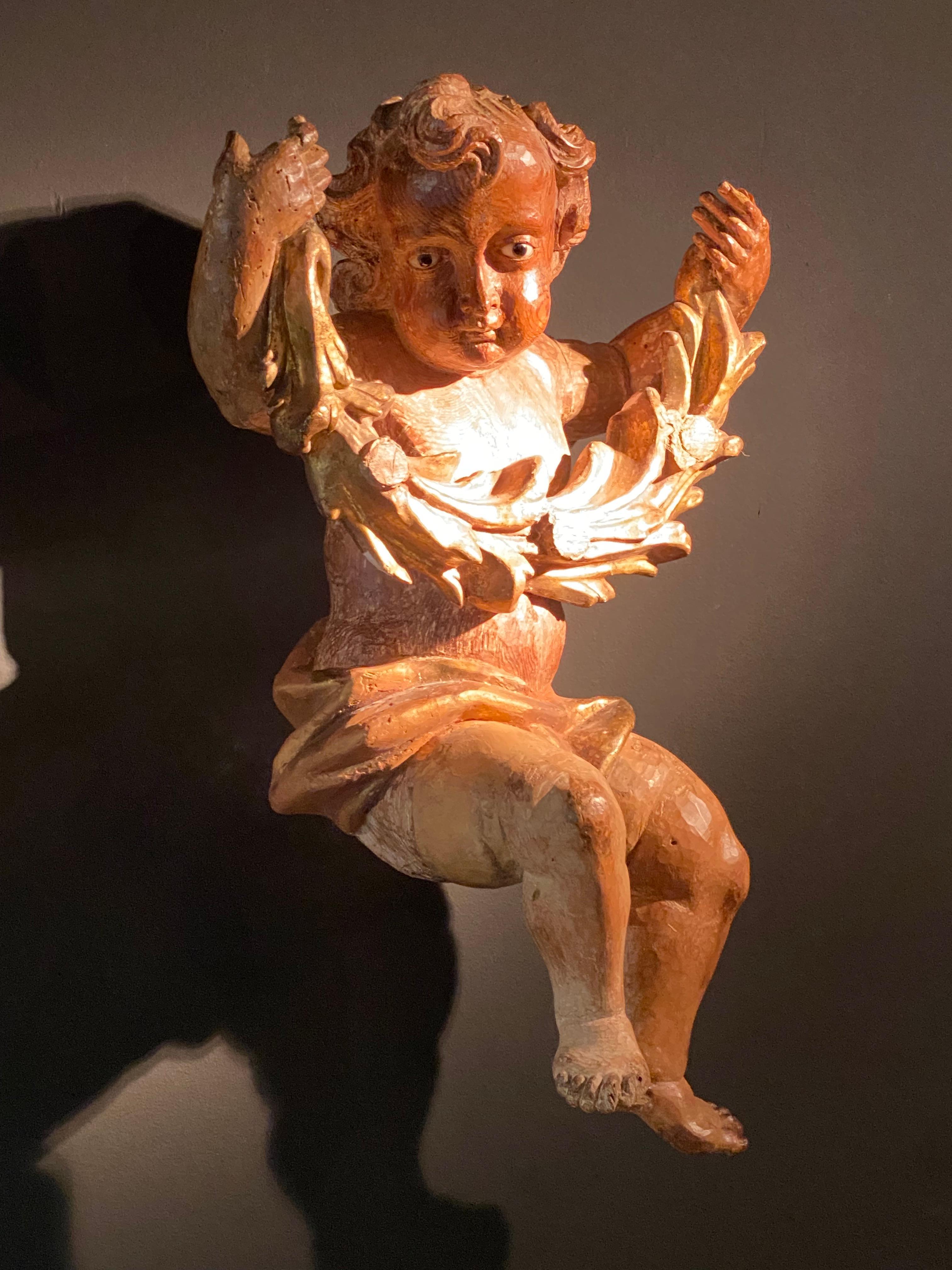 Ancien Putto italien en bois en vente 4