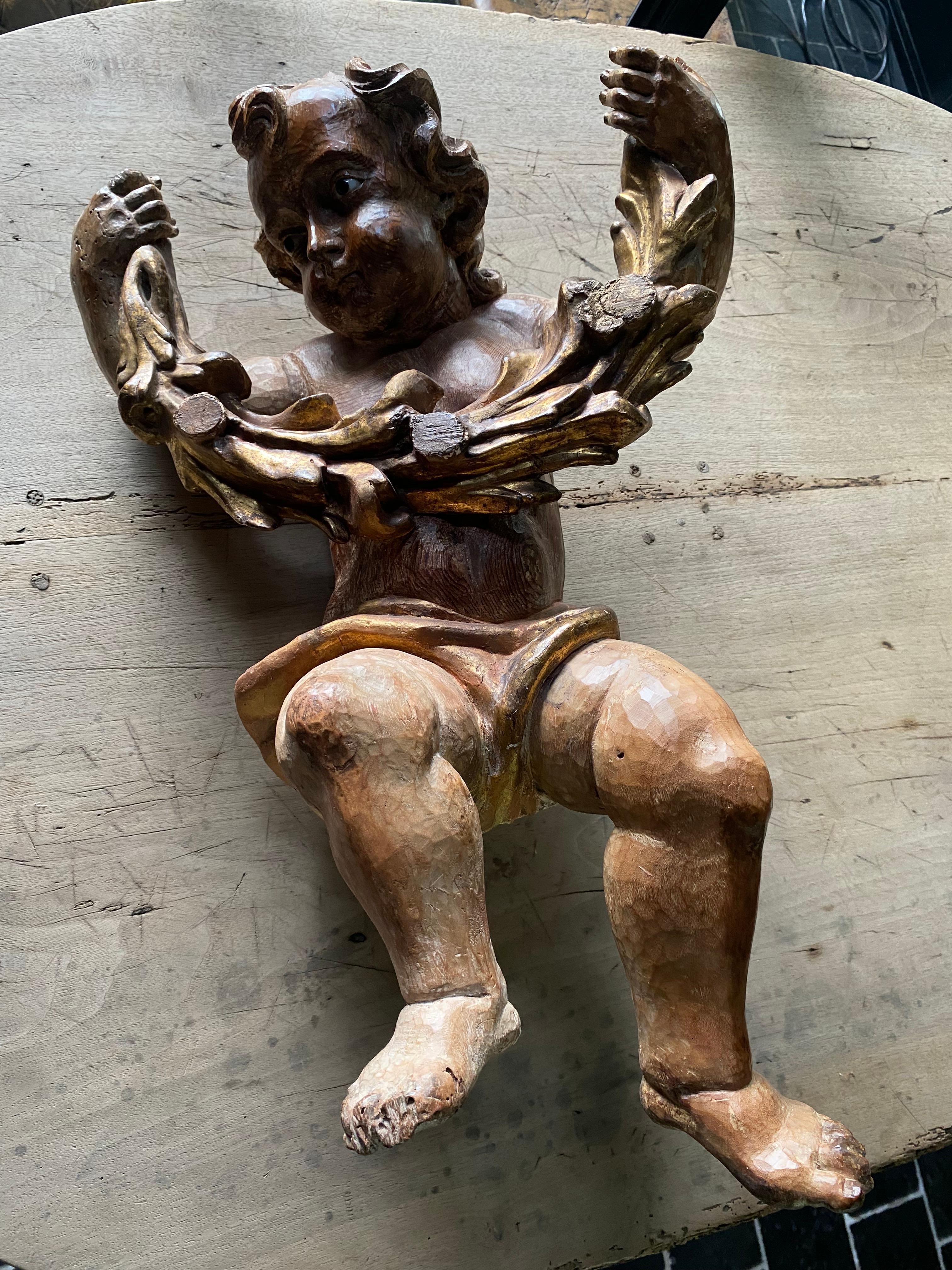 Ancien Putto italien en bois en vente 10