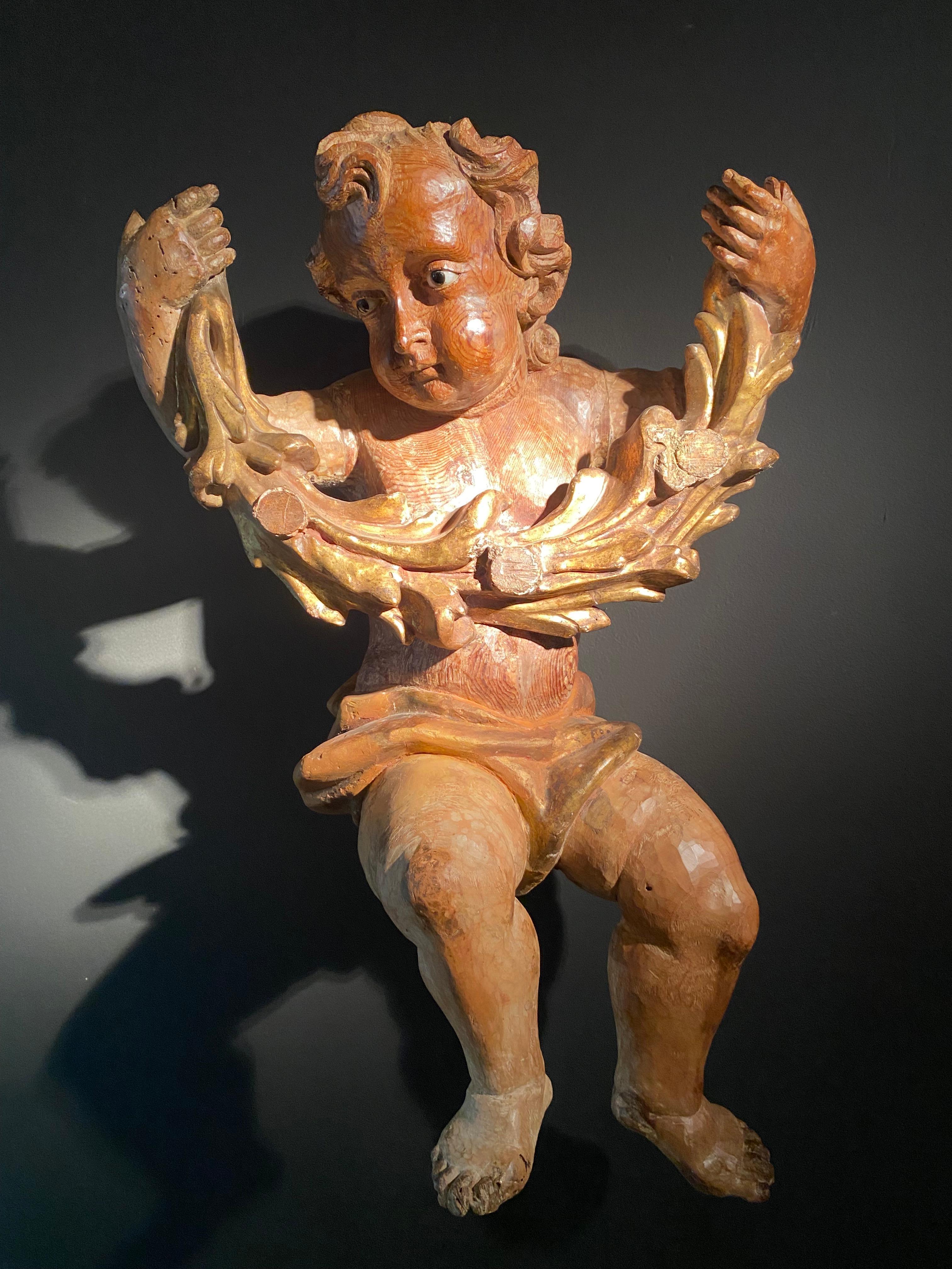 Ancien Putto italien en bois en vente 2