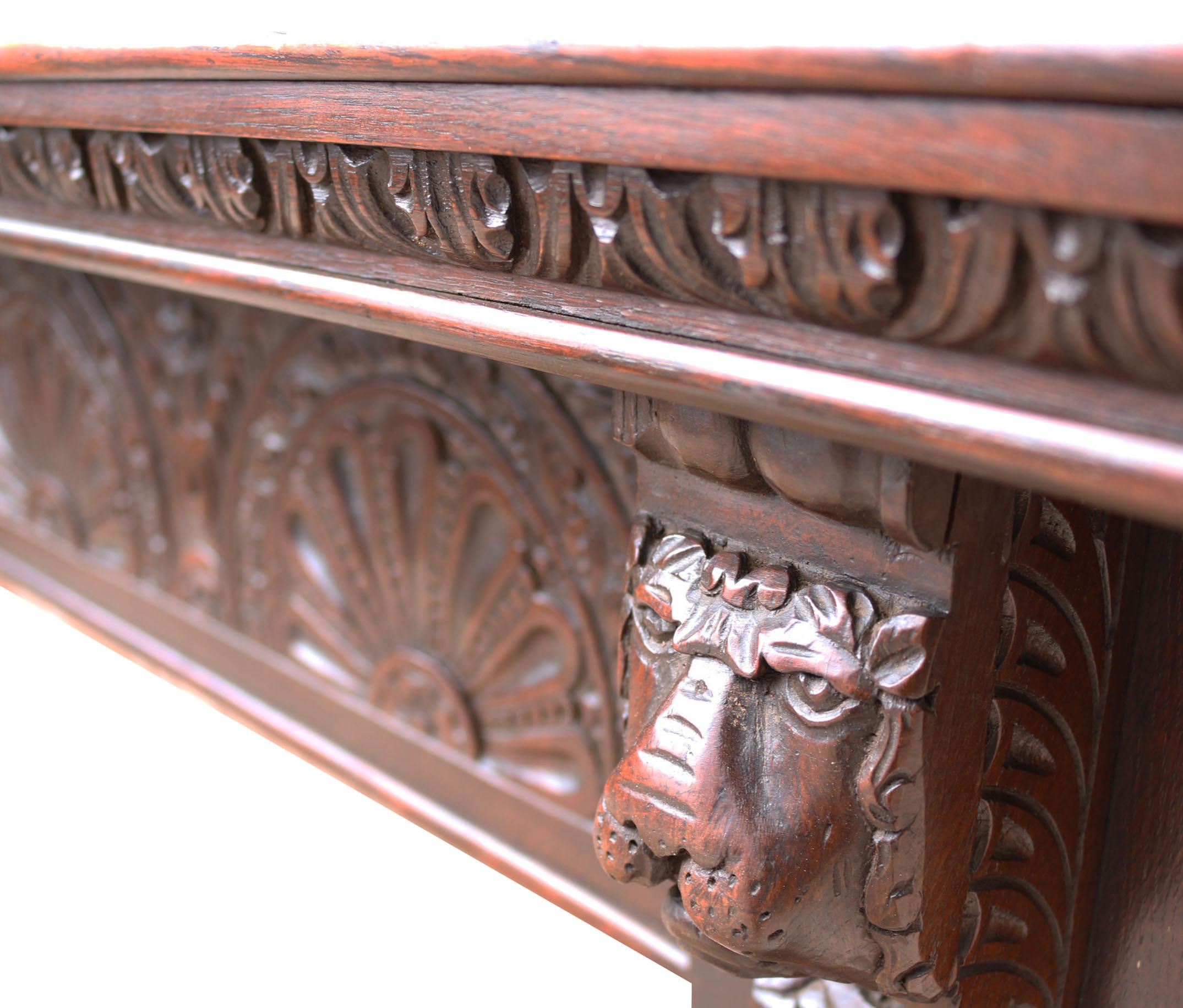 Antique Jacobean Style Carved Oak Fire Surround For Sale 1