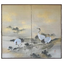 Antique Japanese Two Panel Byobu