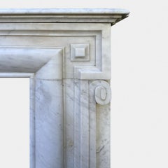 An Antique large French Louis XIV Style Carrara Marble Fireplace Mantel
