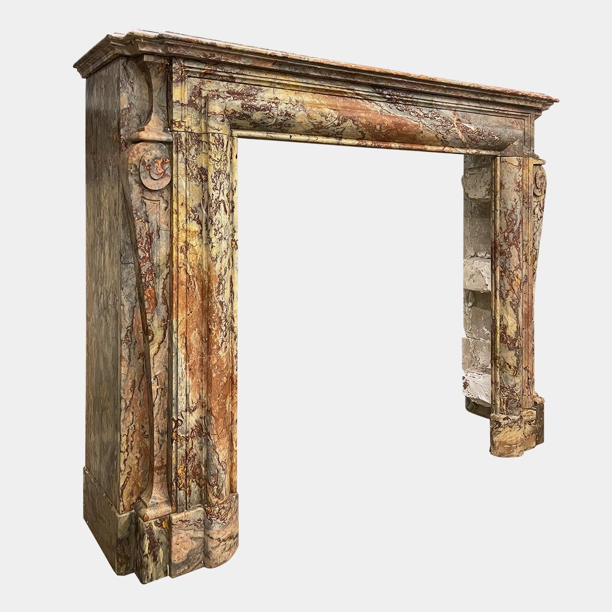 French Antique Louis XIV Style Marble Fireplace Mantel For Sale