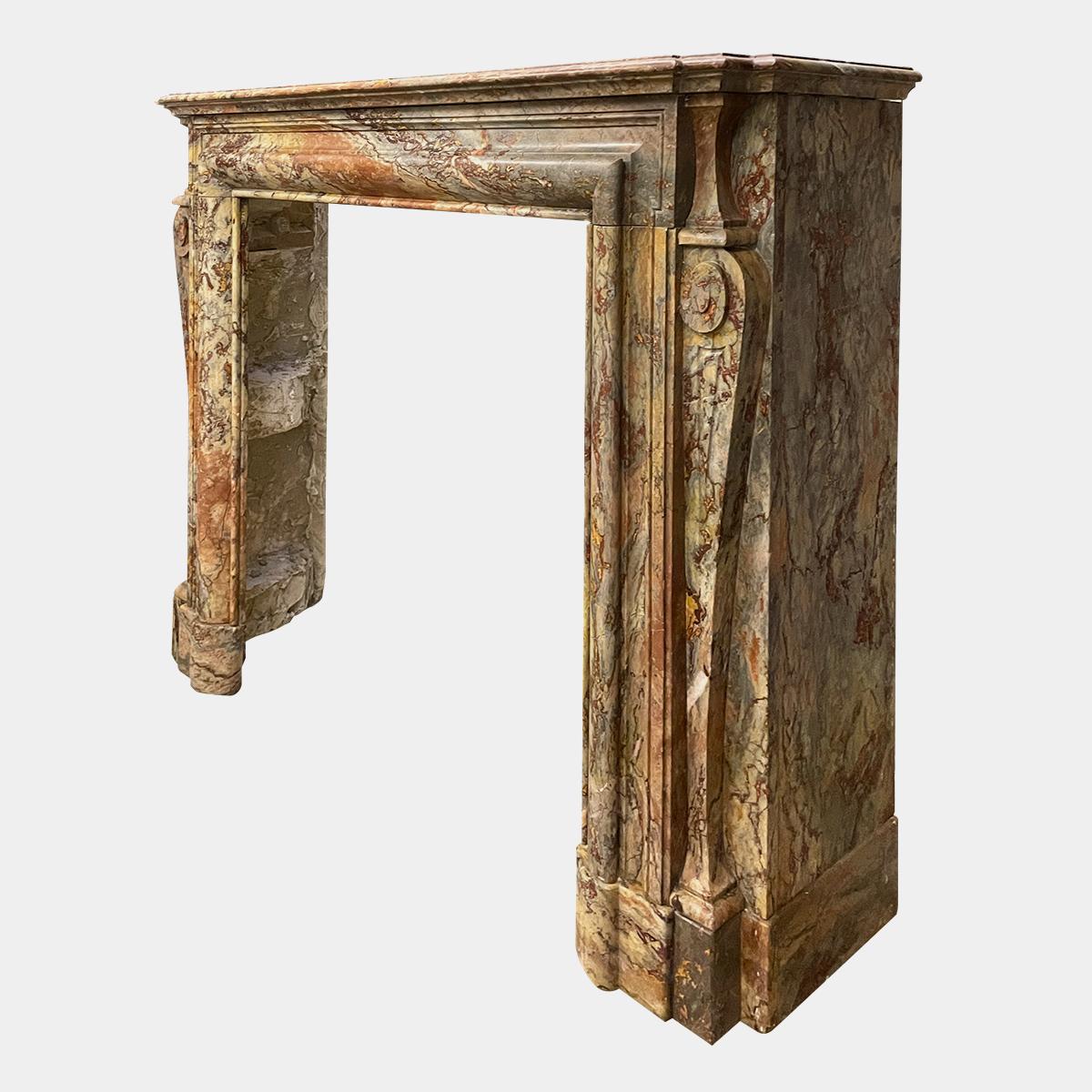 Antique Louis XIV Style Marble Fireplace Mantel For Sale 1