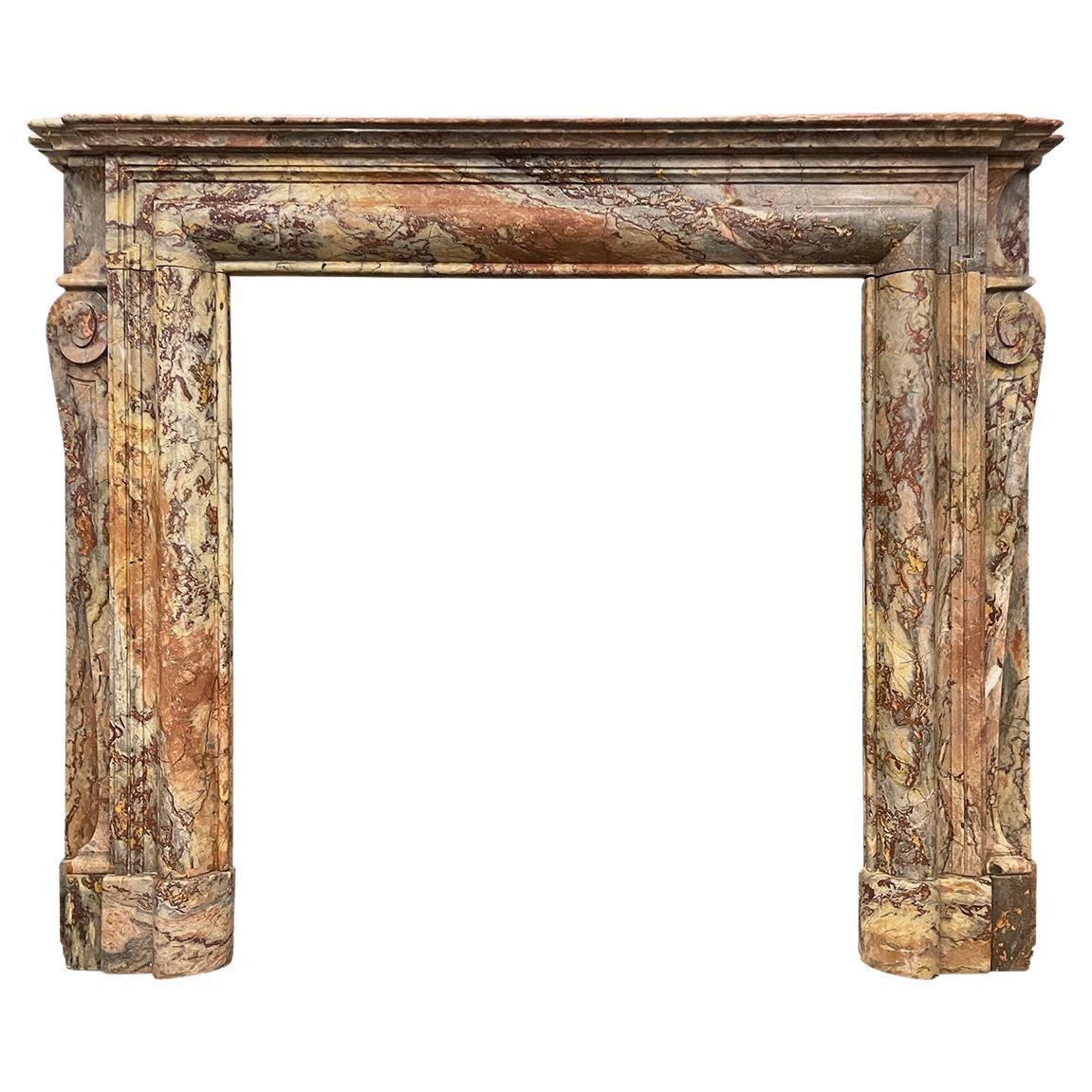 Antique Louis XIV Style Marble Fireplace Mantel For Sale