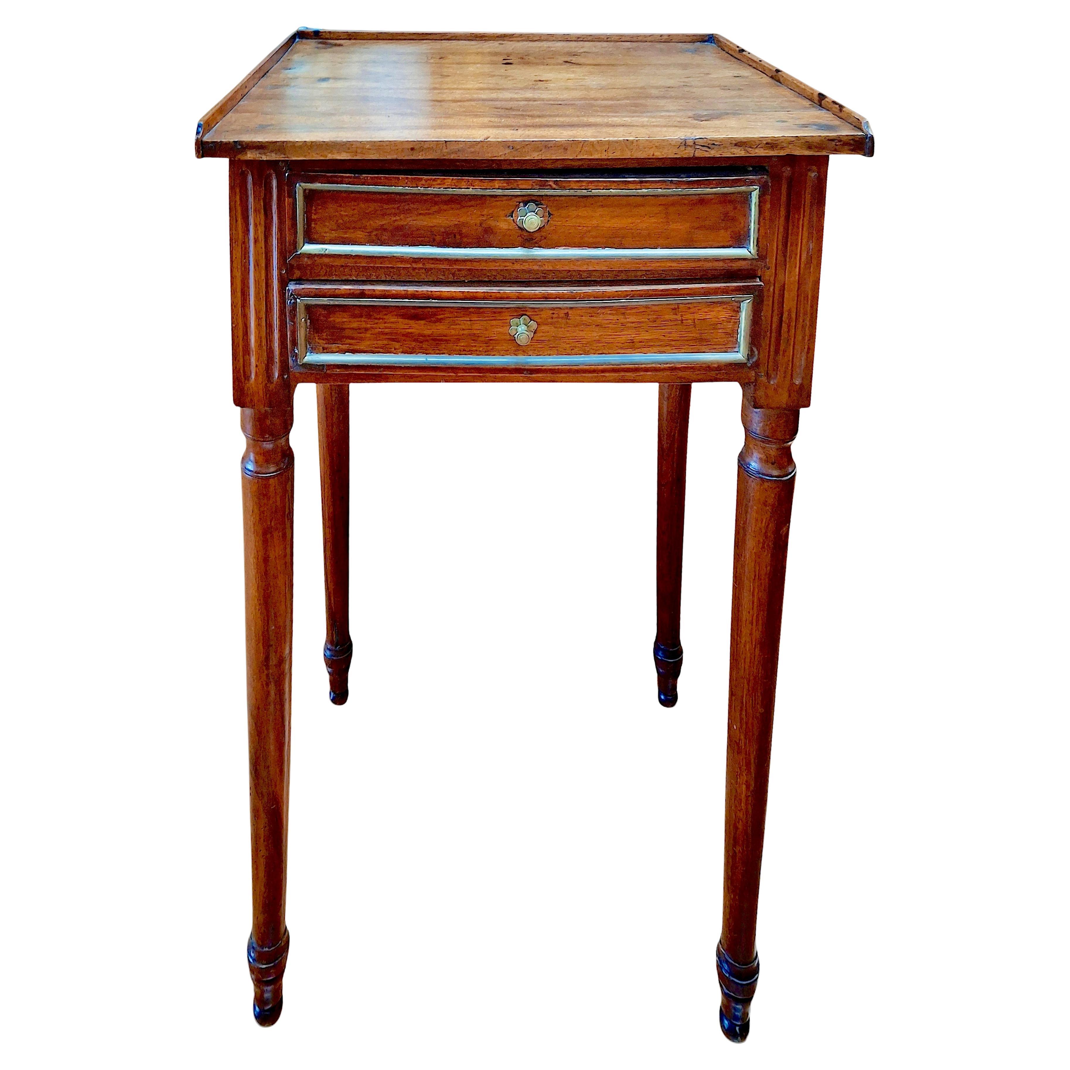 An Antique Louis XVI-style, Two-drawer Bedside Table For Sale