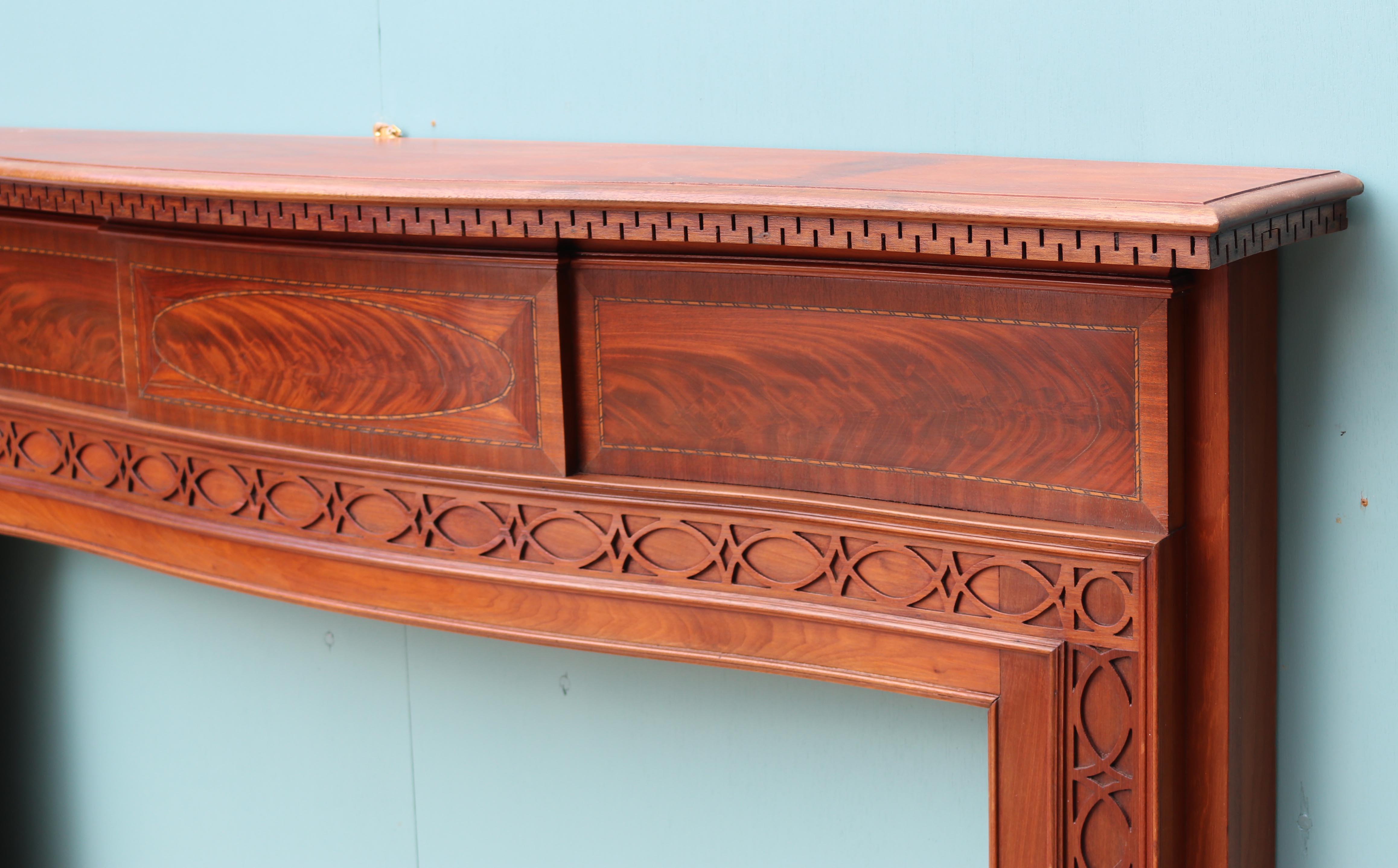 Antique Mahogany Chippendale Style Fire Mantel In Good Condition For Sale In Wormelow, Herefordshire