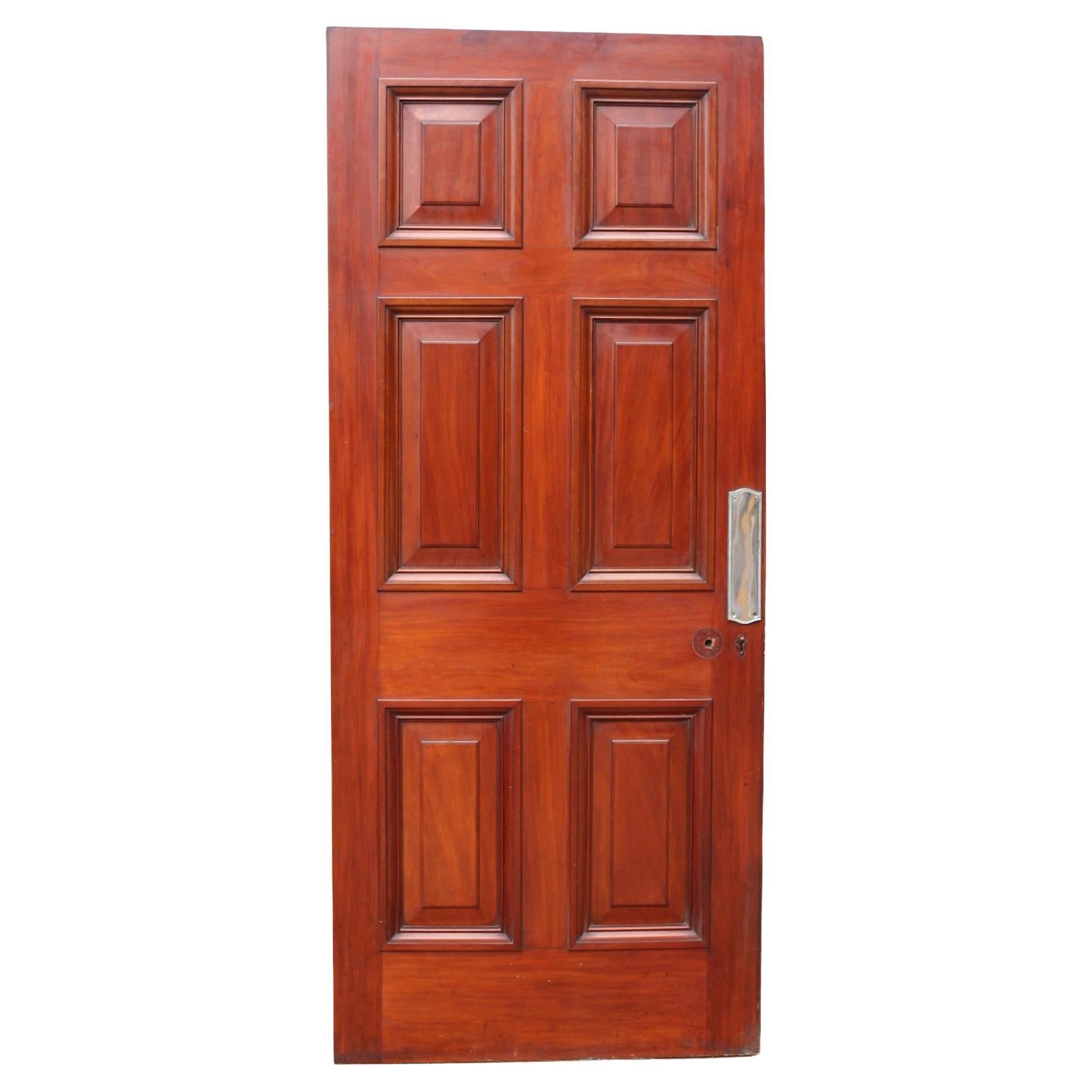 Antique Mahogany Six Panelled Door For Sale