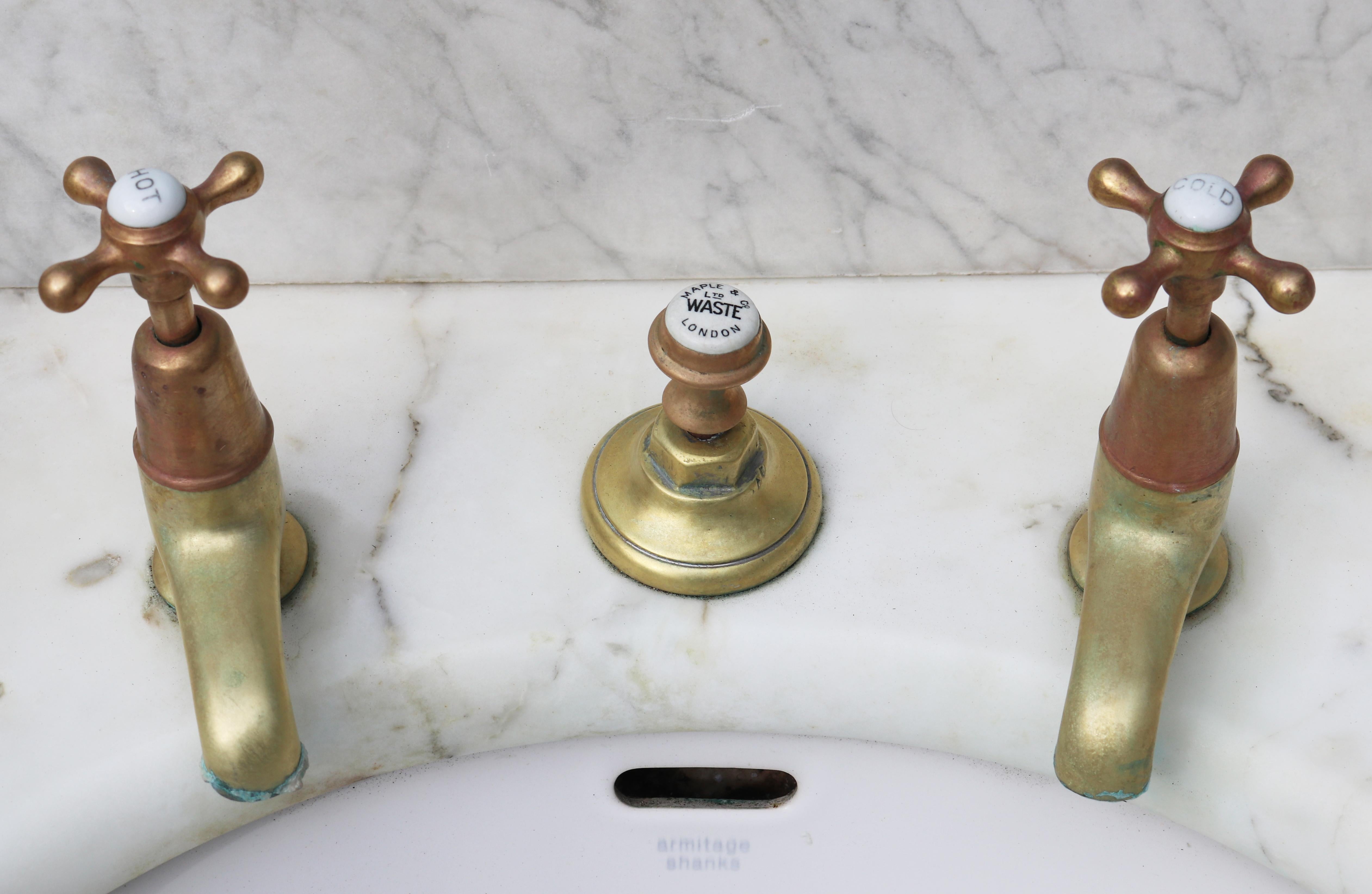 Antique Maple & Co. Marble Wash Basin or Sink In Fair Condition In Wormelow, Herefordshire