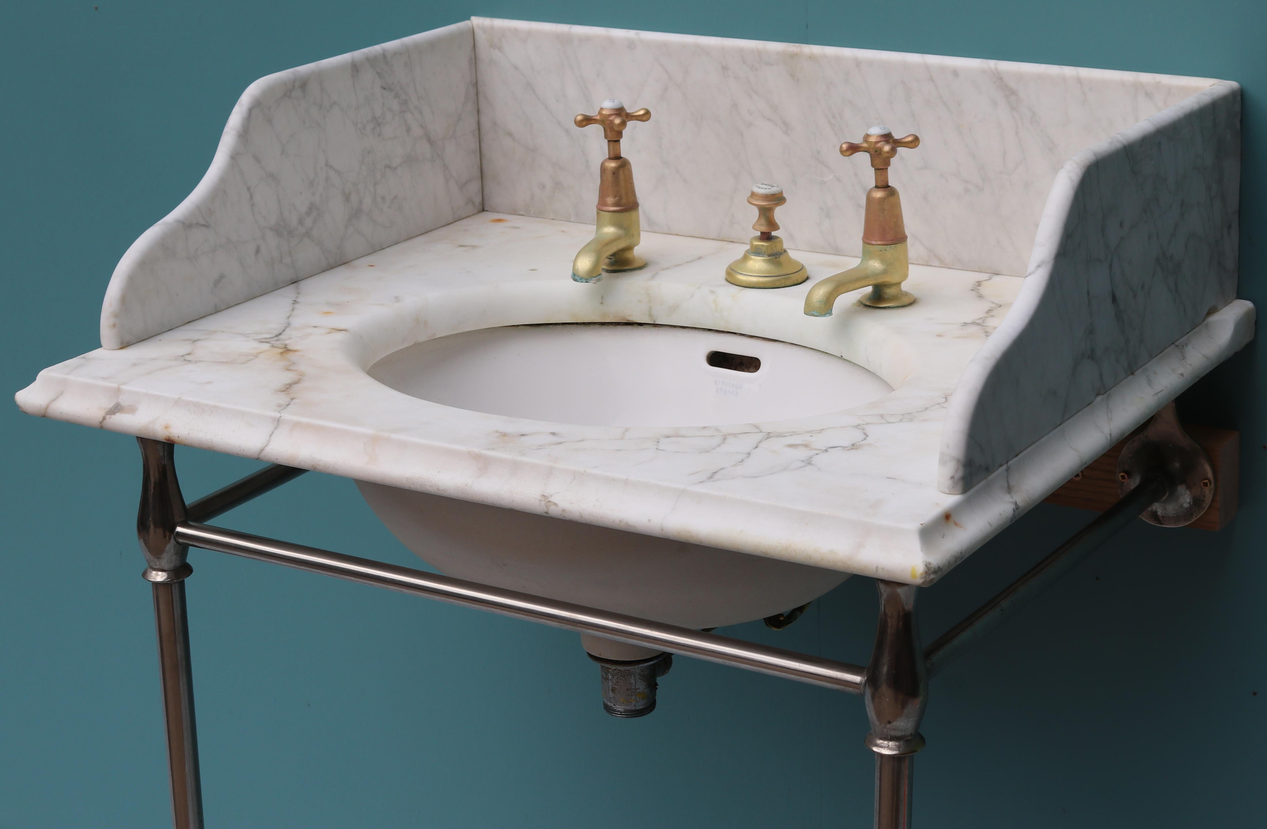 20th Century Antique Maple & Co. Marble Wash Basin or Sink