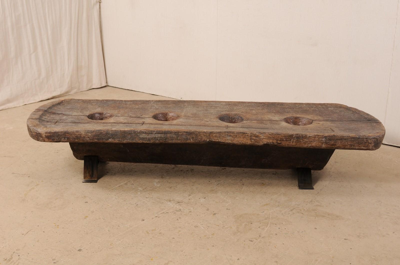Antique Naga Tribe Grain Grinding Table, Perfect Coffee Table Height! 1