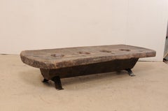 Antique Naga Tribe Grain Grinding Table, Perfect Coffee Table Height!