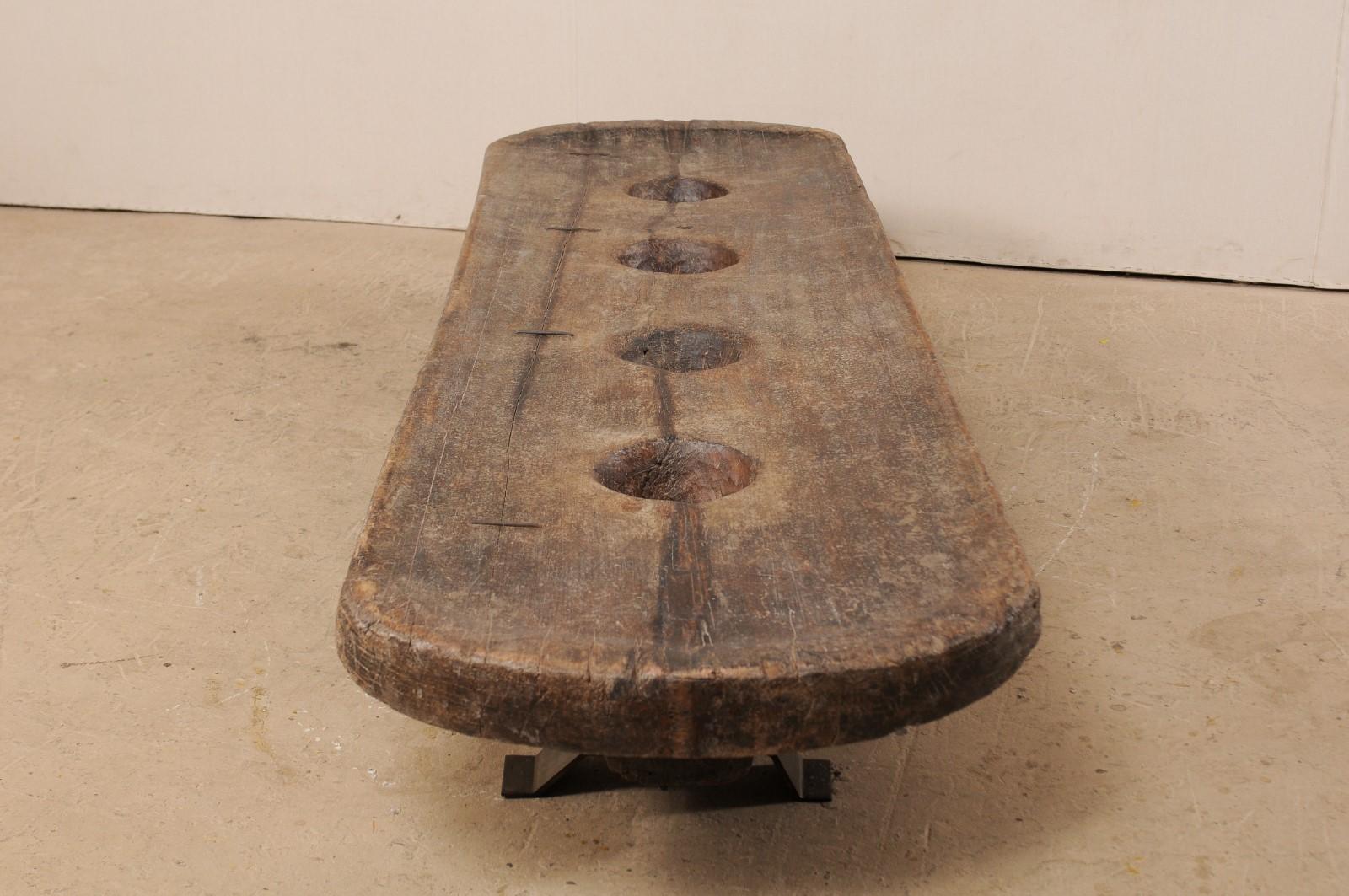 Indian Antique Naga Tribe Grain Grinding Table, Perfect Coffee Table Height!