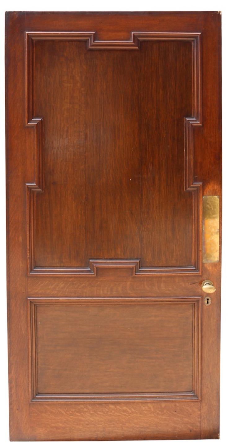 A geometric style door suitable for interior or exterior use. Faced in oak one side and walnut on the other.